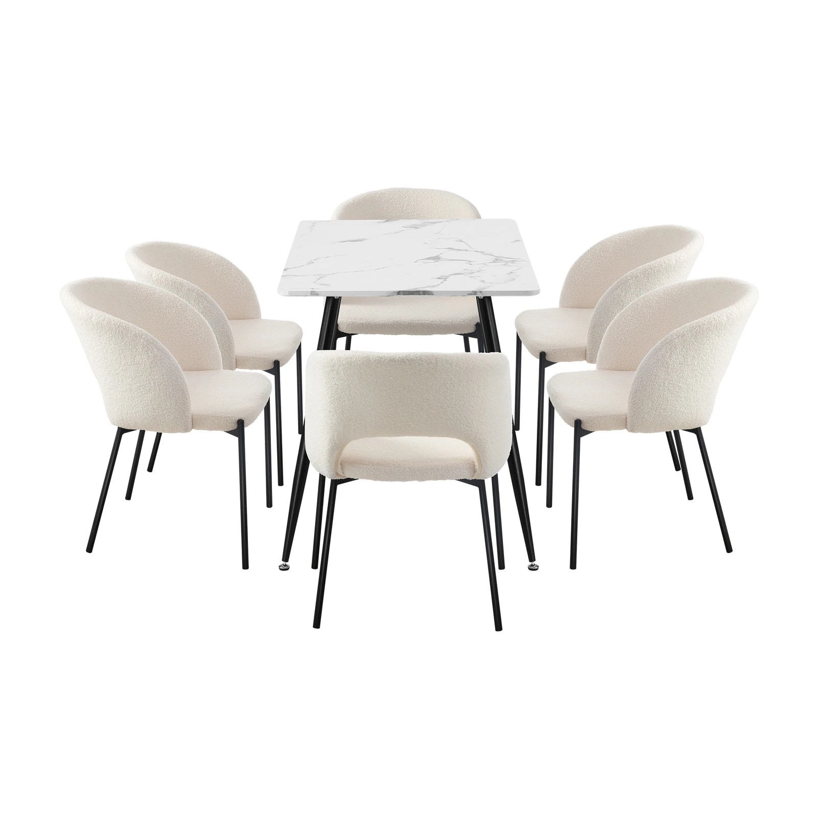 8 Oikiture 120cm Rectangle Dining Table With 6pcs Dining Chairs Sherpa
 - Multi, 8 of 10