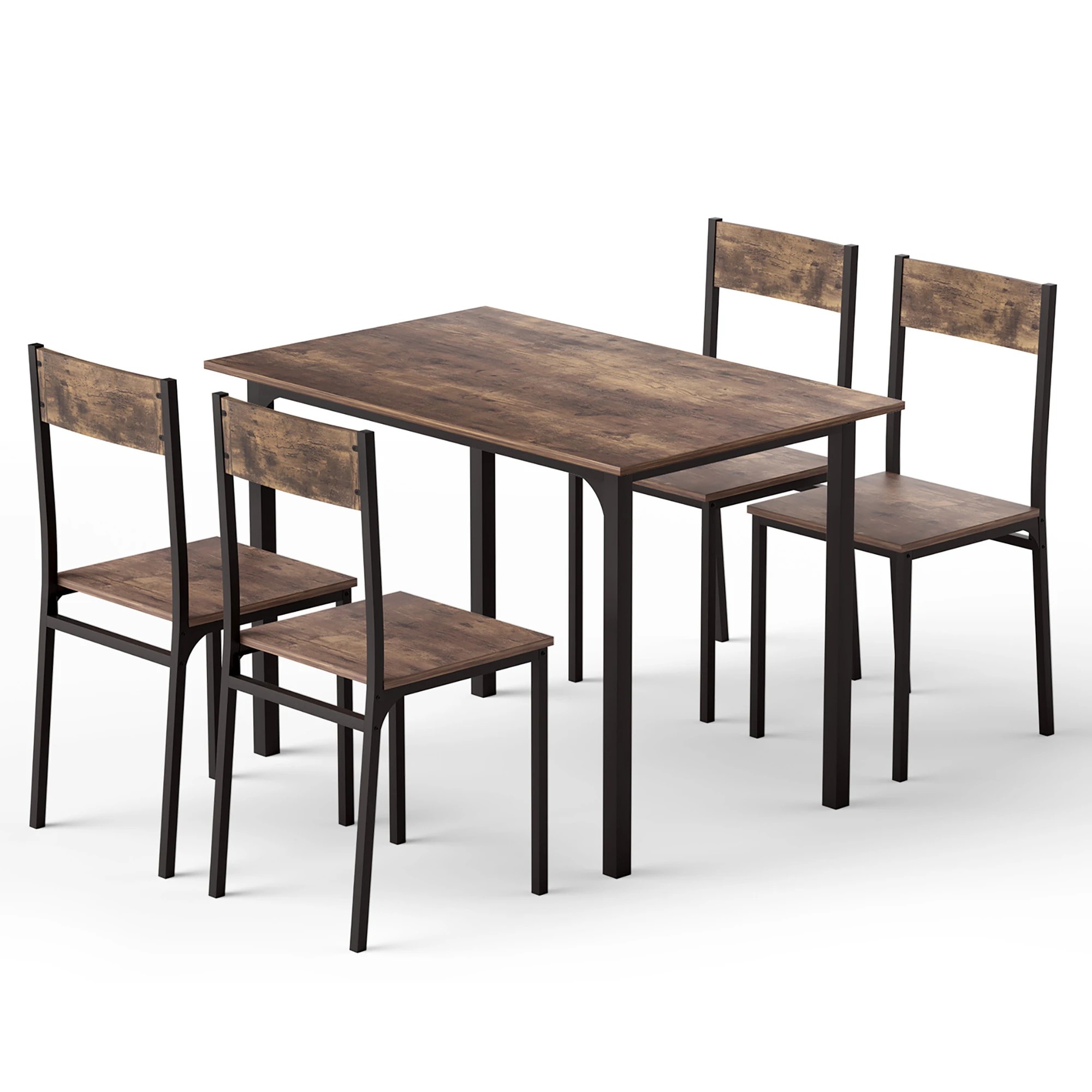 1 Artiss Dining Table and Chairs Set of 5 Compact Kitchen Furniture Rustic - Multi, 1 of 7
