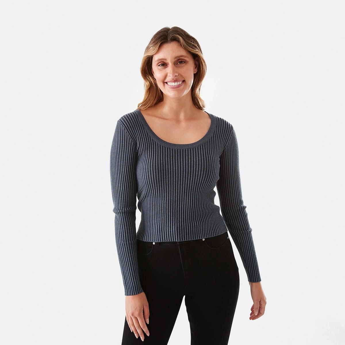 1 Long Sleeve True Knit Scoop Neck Top Vntg Ind, 1 of 6