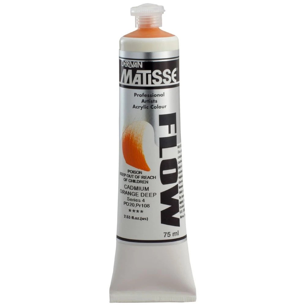 1 Derivan Matisse Flow Paint 75mL Cadmium Orange Deep S4, 1 of 2