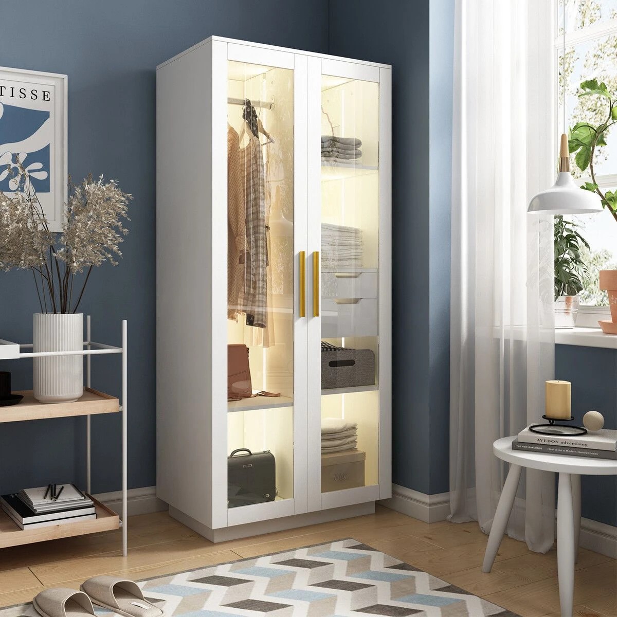 3 LUXSUITE LED Wardrobe Cabinet Armoire Closet Clothes Organiser, 3 of 9