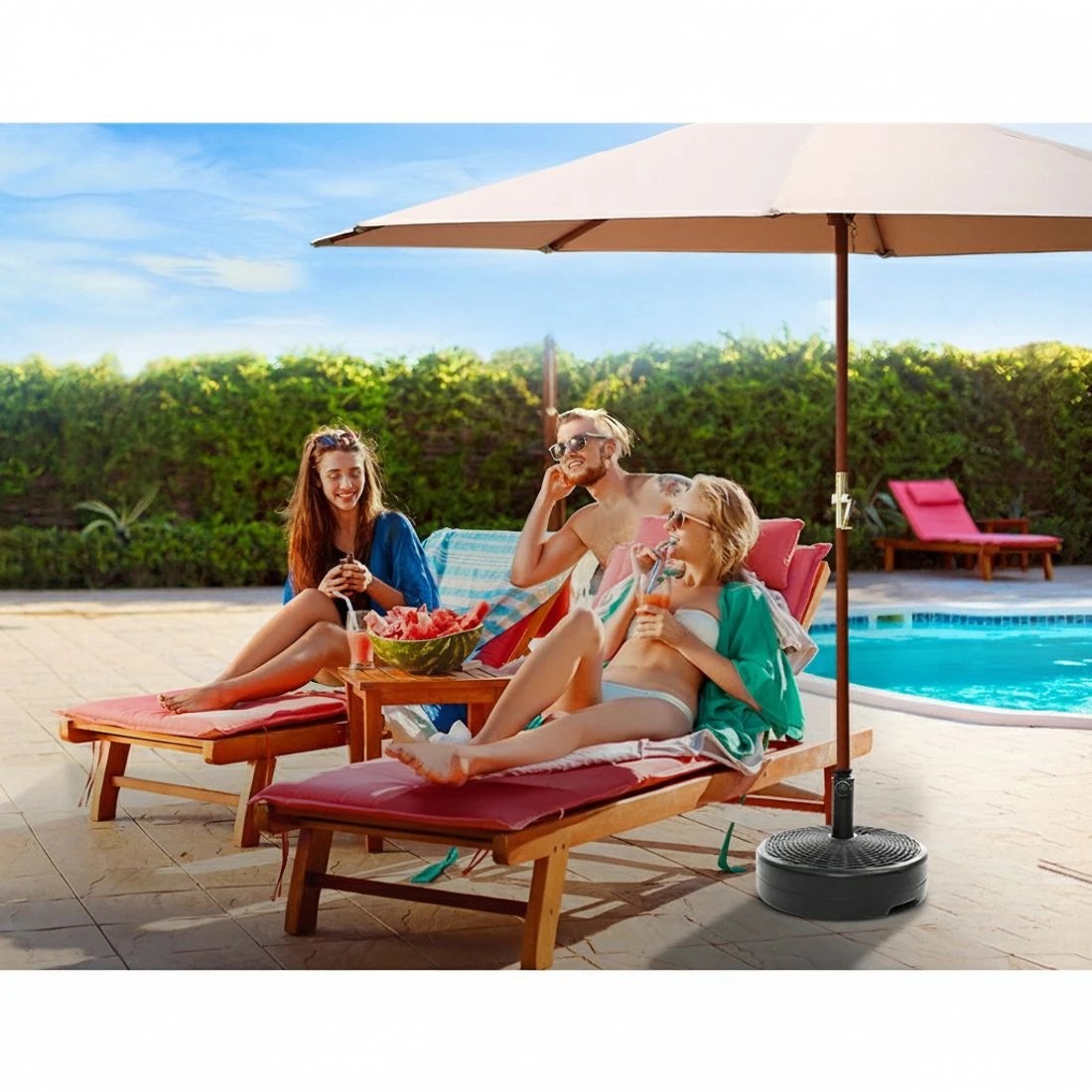 7 Instahut 51cm Outdoor Umbrella Base Round Stand Pod - Black, 7 of 7