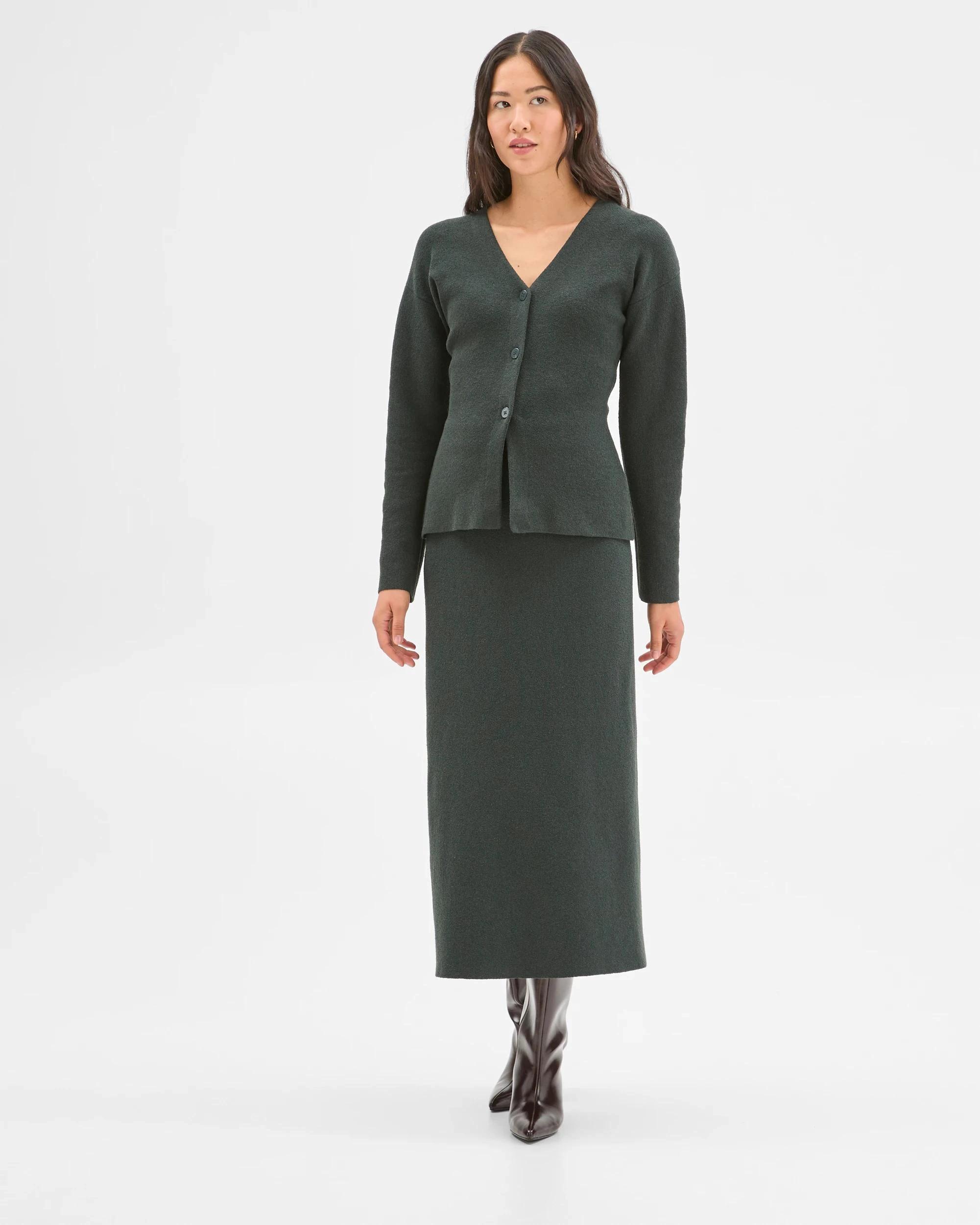2 Preview Boucle Knit Midi Skirt MID JADE, 2 of 7