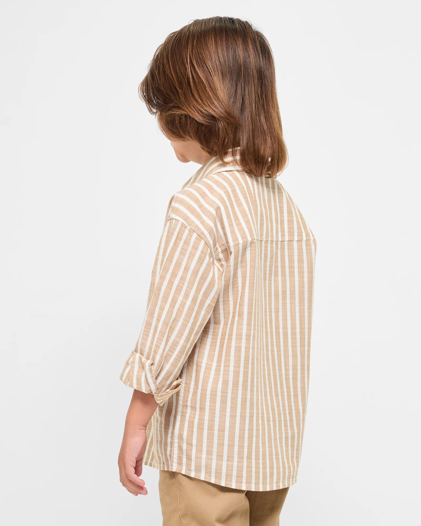 3 Target Australian Cotton Textured Shirt TAN STRIPE, 3 of 5