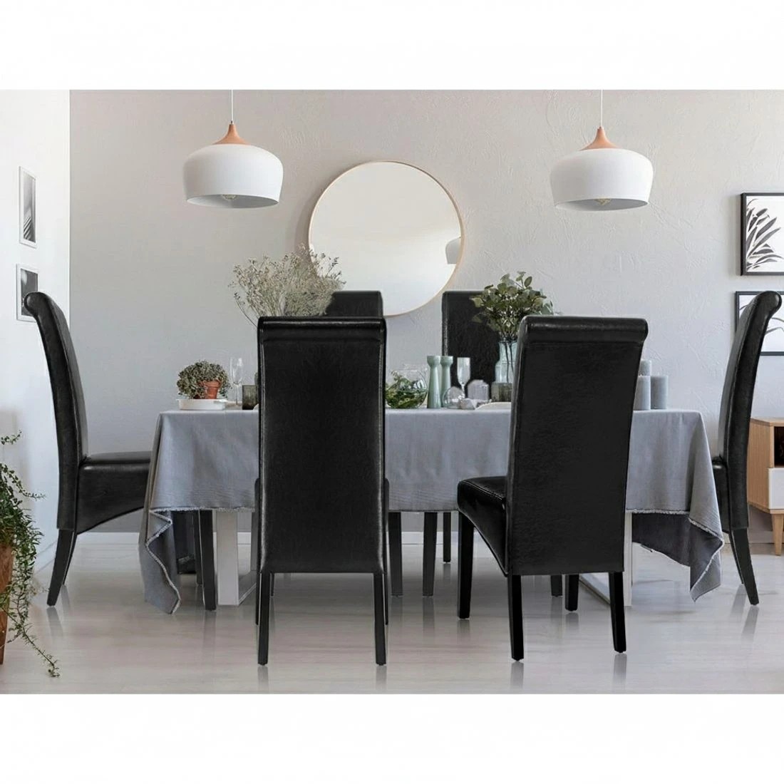 3 Artiss Dining Chairs Set of 2 Leather Parsons Chair - Black, 3 of 6