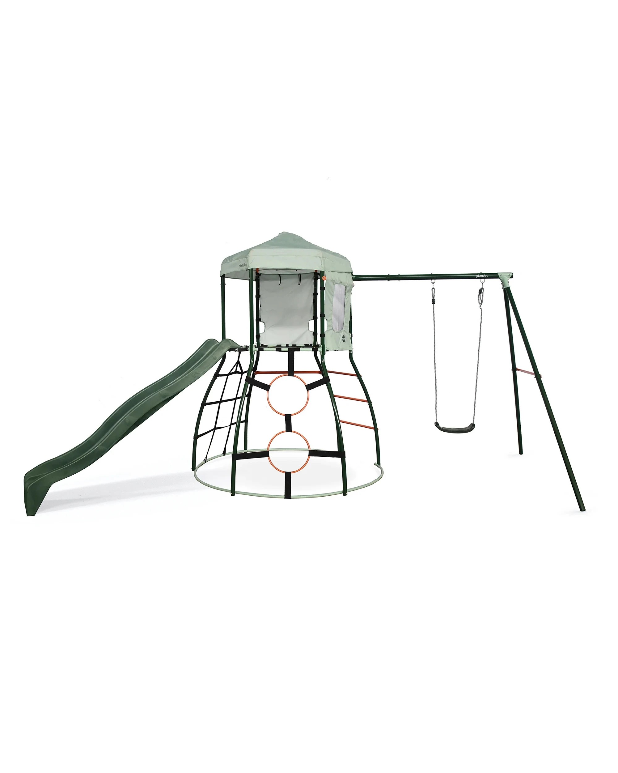 1 Plum Play Kids/Children Outdoor Metal Climbing Dome Frame With Slide & Swing - Green, 1 of 1