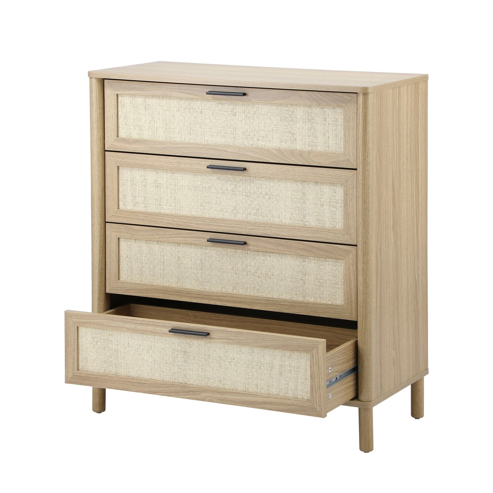 8 Oikiture 4 Chest Of Drawers Dresser Tallboy Storage Cabinet Rattan
 - Natural, 8 of 10