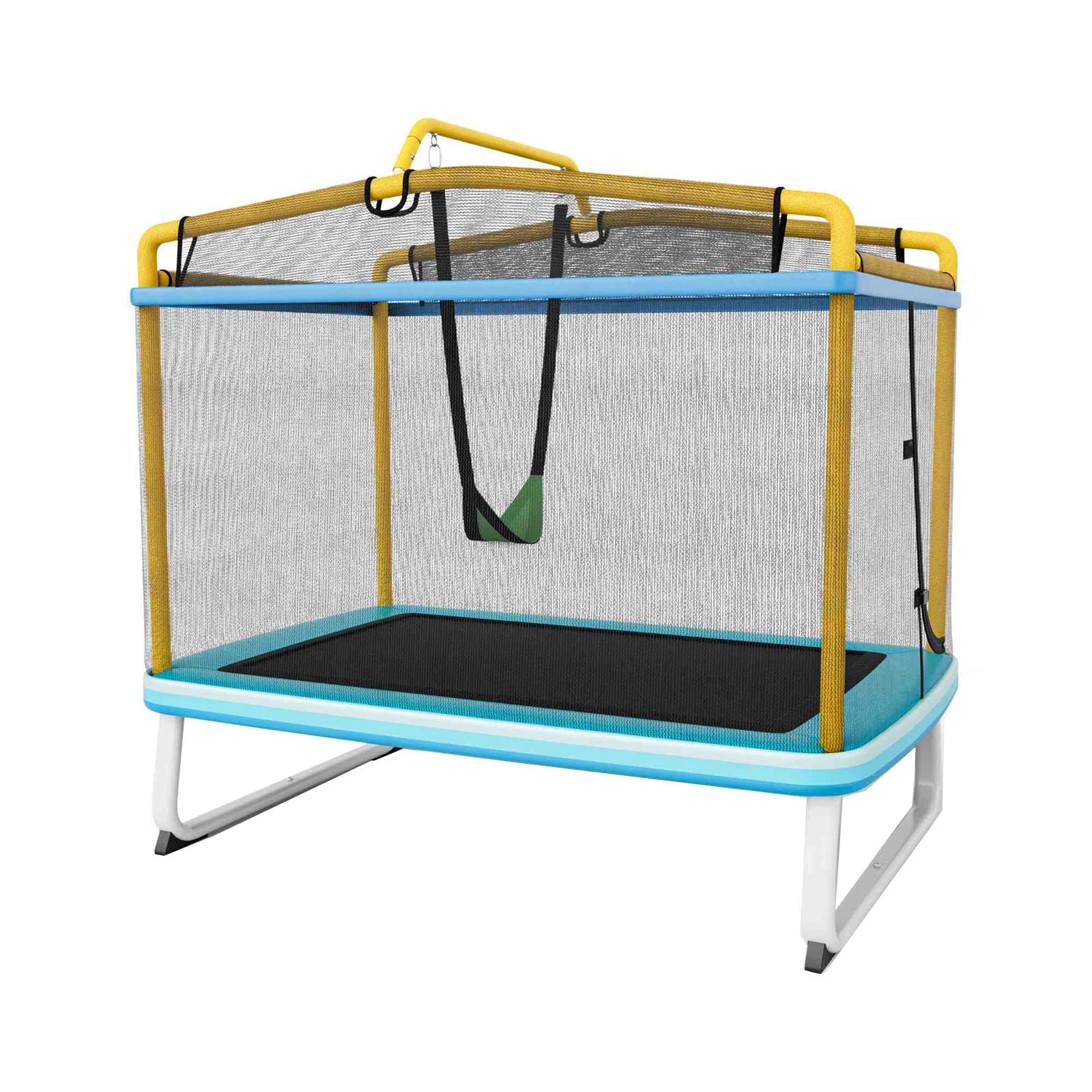 1 Costway Kids Trampoline w/Swing/Horizontal Bar Indoor Outdoor Jumping Fun Yellow, 1 of 2