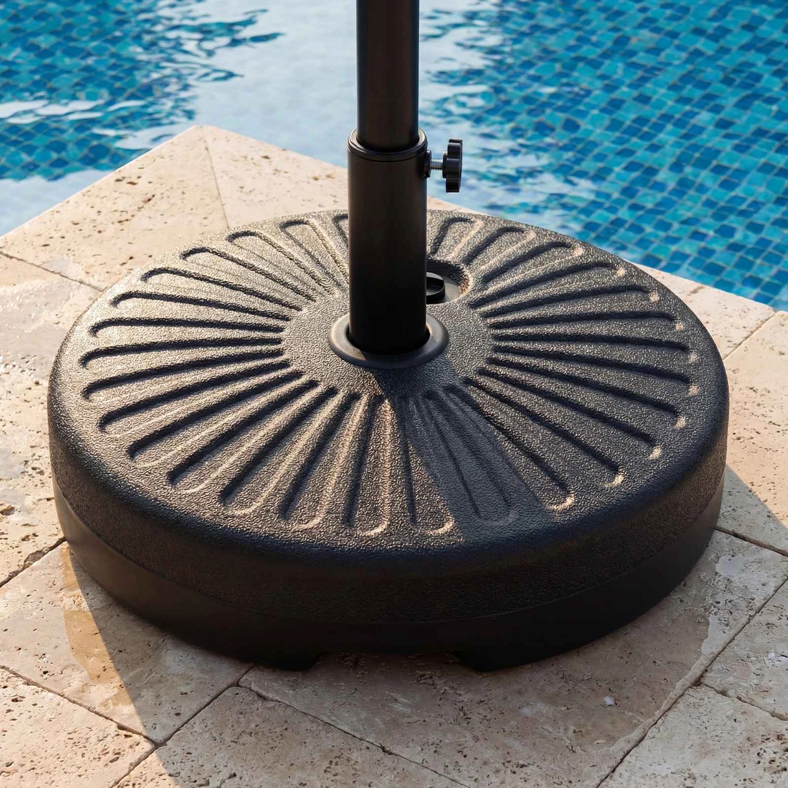 2 Costway 51CM Round Patio Umbrella Base 27KG Water Sand Fillable Umbrella Stand Fits 38/48mm, 2 of 2