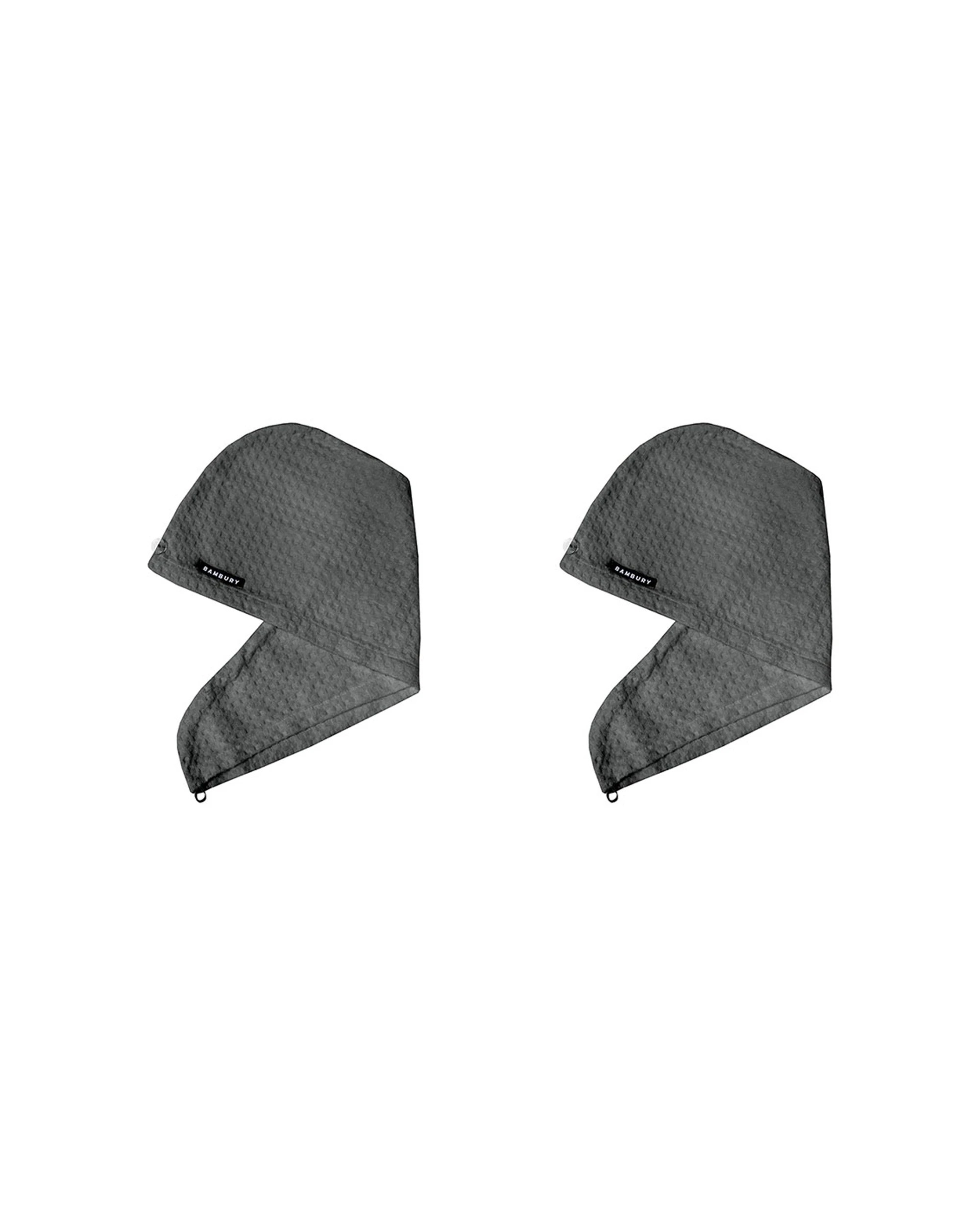 1 Bambury Home Living Matrix Microfibre Hair Wrap Knitted 2PK - Charcoal, 1 of 3