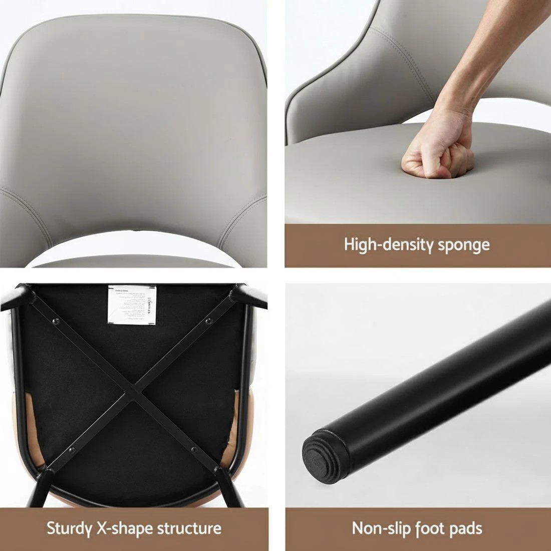 6 Artiss 4x Dining Chairs Hollow PU Leather Kitchen Lounge Cafe Accent Chair - Beige, 6 of 6