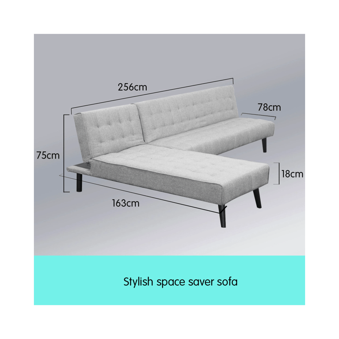 3 Sarantino 3-seater Corner Wood Sofa Bed Lounge Chaise Sofa Light Grey, 3 of 6