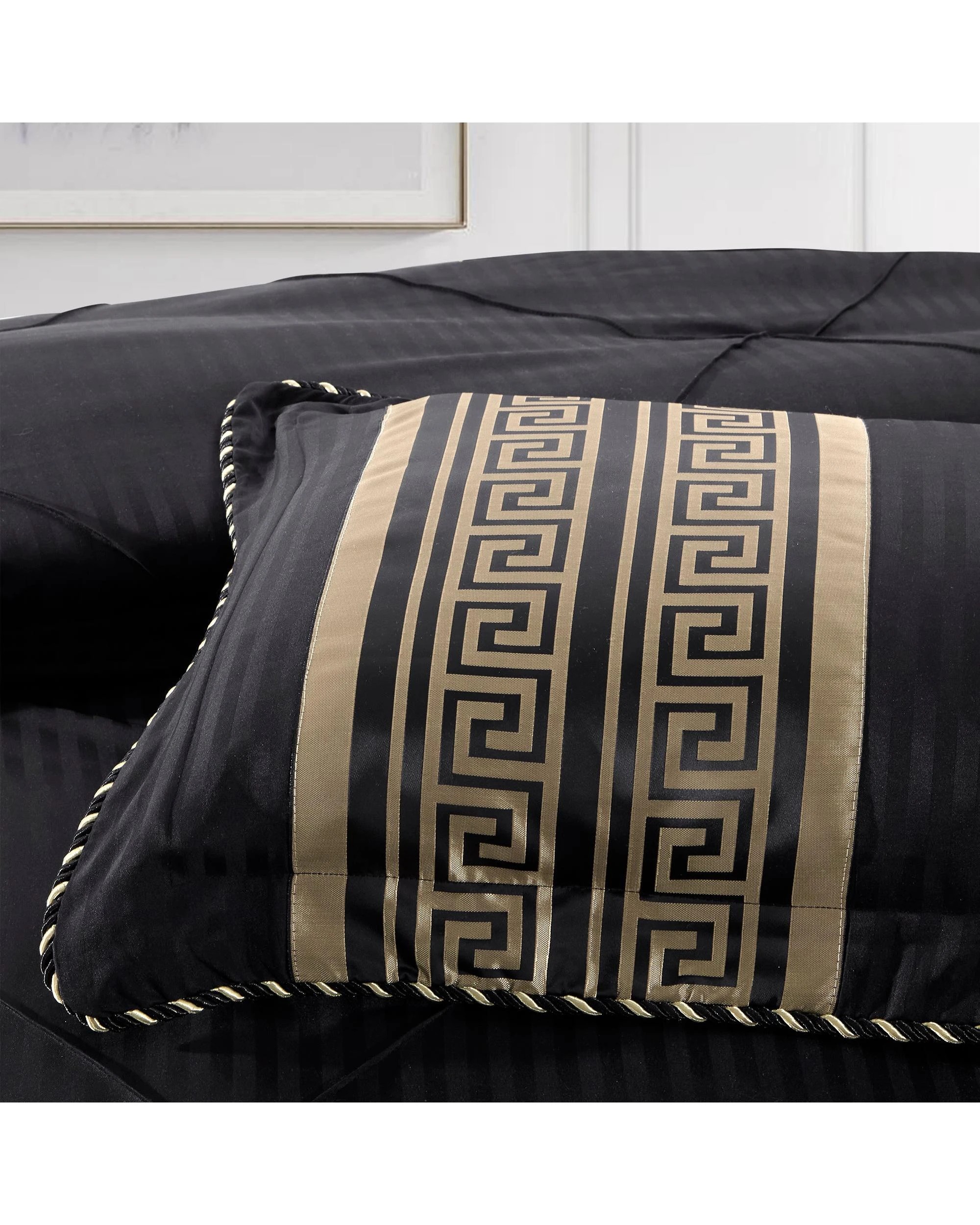 4 Bianca Bedding Raffaello Black &amp; Gold 6-Piece Quilted Comforter Set - Black, 4 of 7
