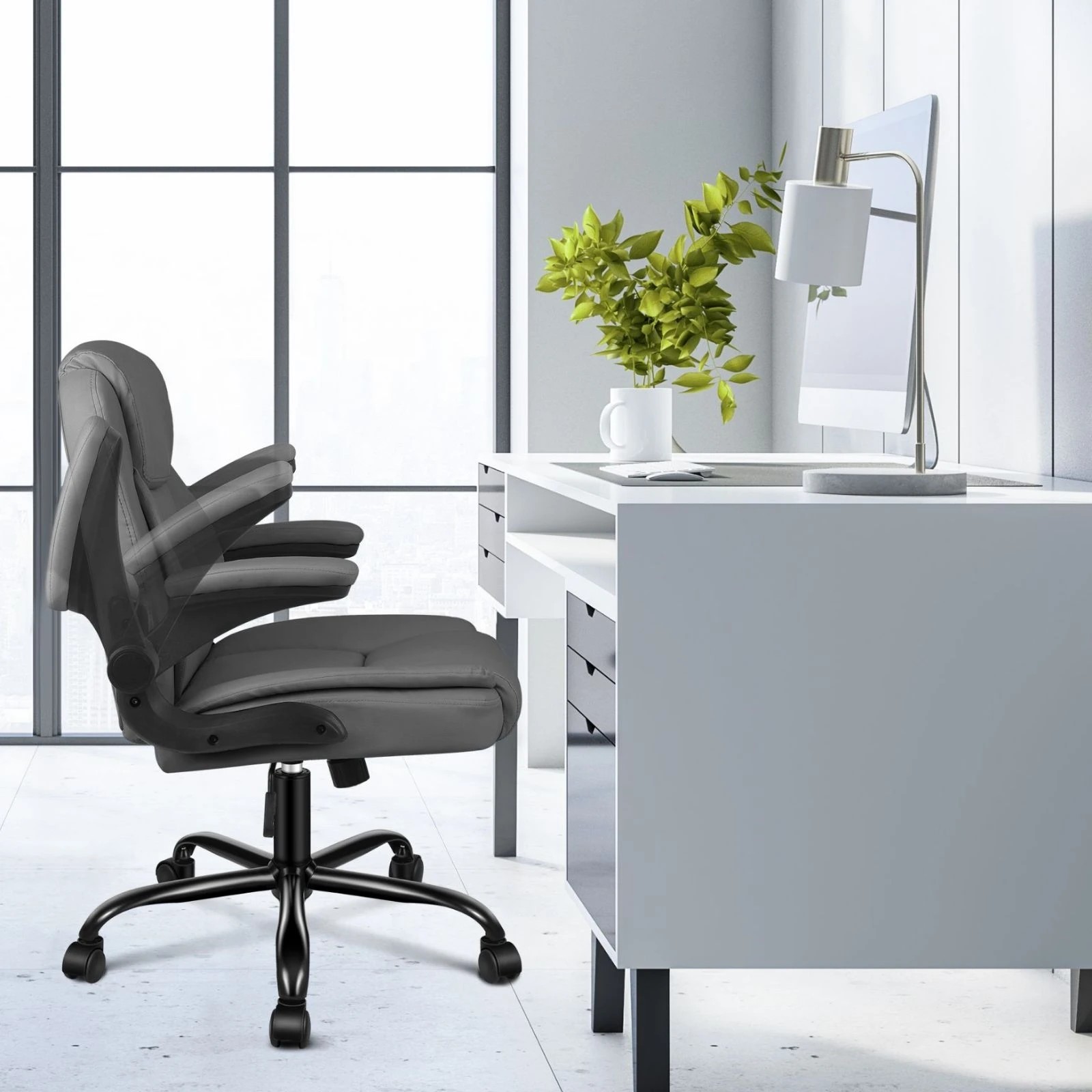 3 Alfordson Massage Office Chair Executive Computer Gaming Seat PU Leather - Grey, 3 of 10