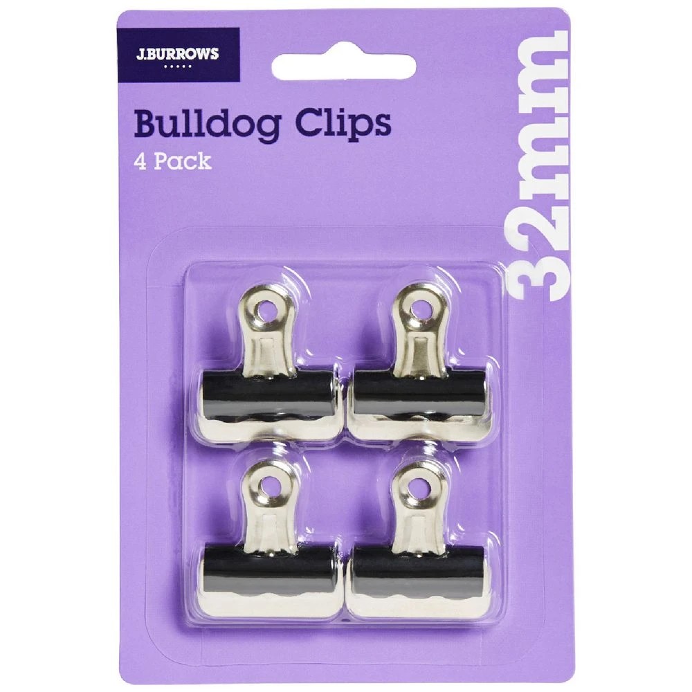 1 J.Burrows 32mm Bulldog Clips 4 Pack, 1 of 2