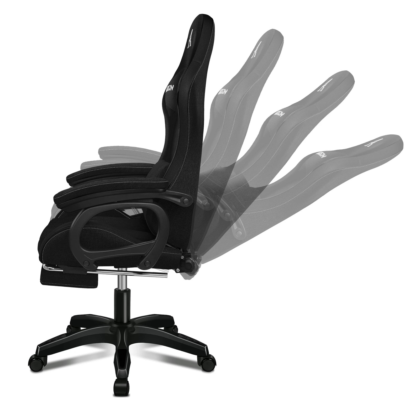 5 Alfordson Gaming Chair Office 12 RGB LED Massage Computer Seat Fabric - Black, 5 of 10