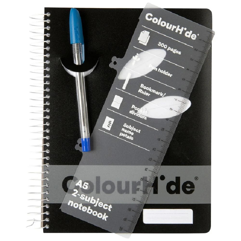 3 ColourHide A5 2 Subject Notebook 300 Page Black, 3 of 4