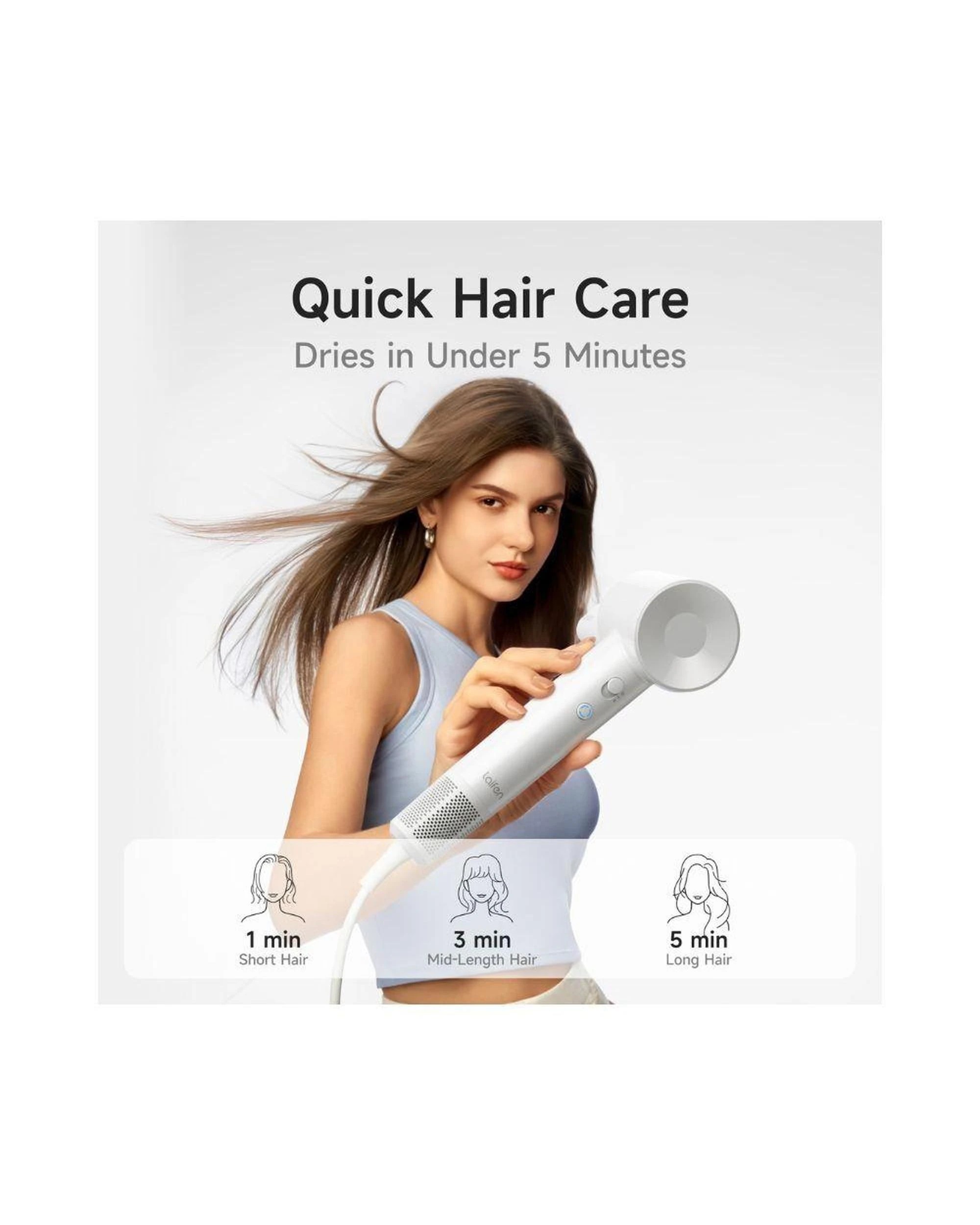6 Laifen SE Lite Hair Dryer Lightweight High Speed Ionic Fast Dry White, 6 of 9