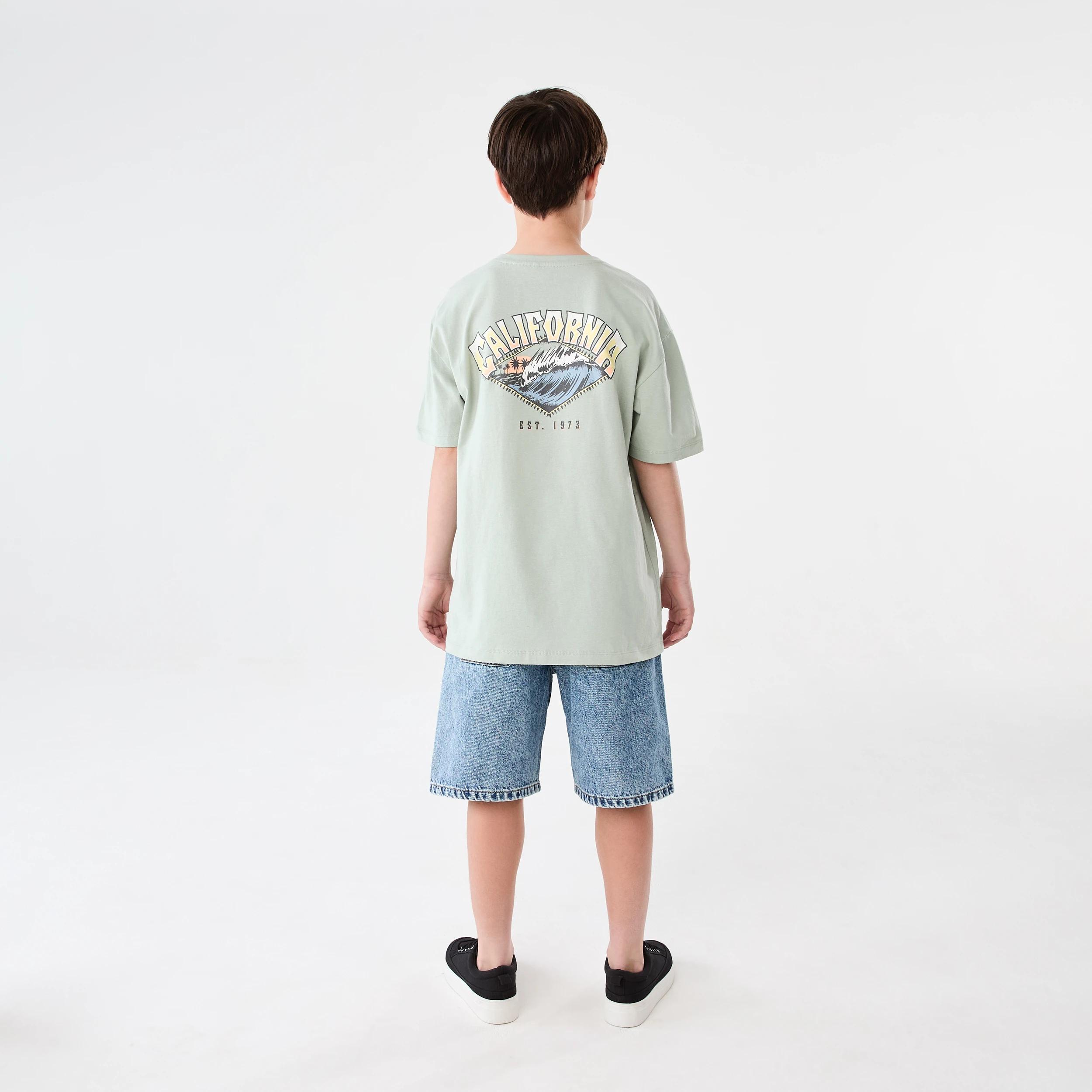 7 Short Sleeve Graphic Print T-shirt CALIFORNIA SURF AQUA GREY, 7 of 7