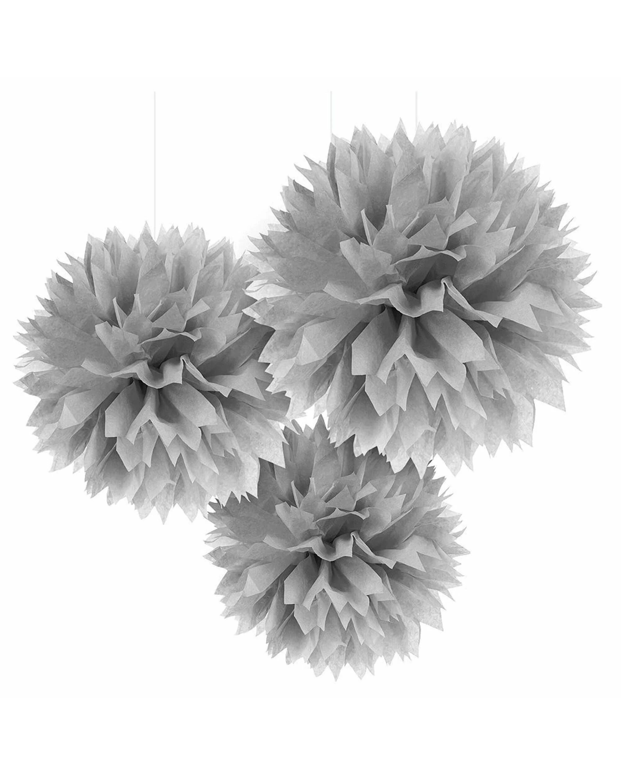 1 Amscan Inc. Tissue Paper Pom Pom Balls Pack of 3 - Silver, 1 of 1