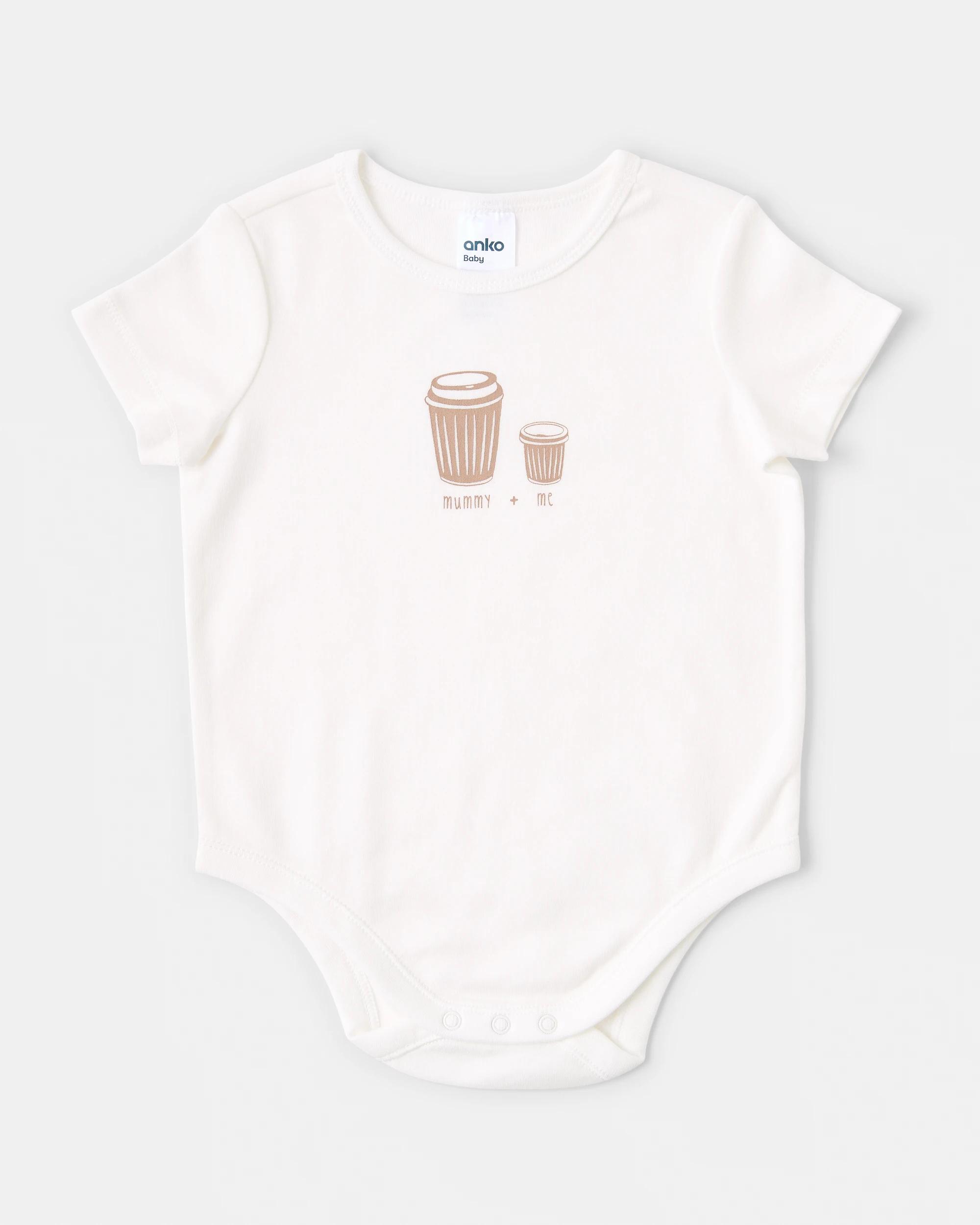 1 Cotton Short Sleeve Print Bodysuit Wht Cino, 1 of 3