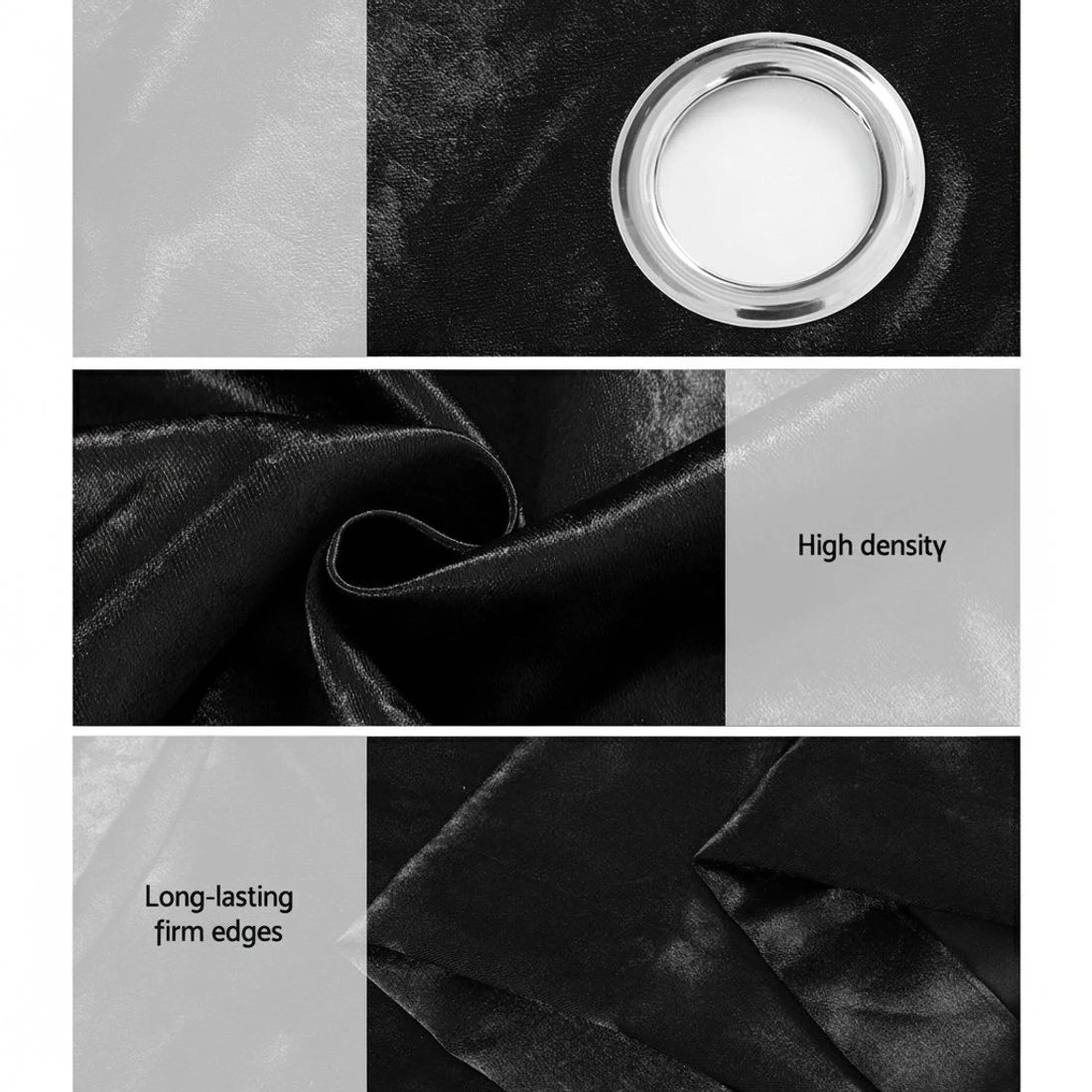 4 Artiss 2X Blockout Curtains Eyelet 140x230cm Shine - Black, 4 of 4