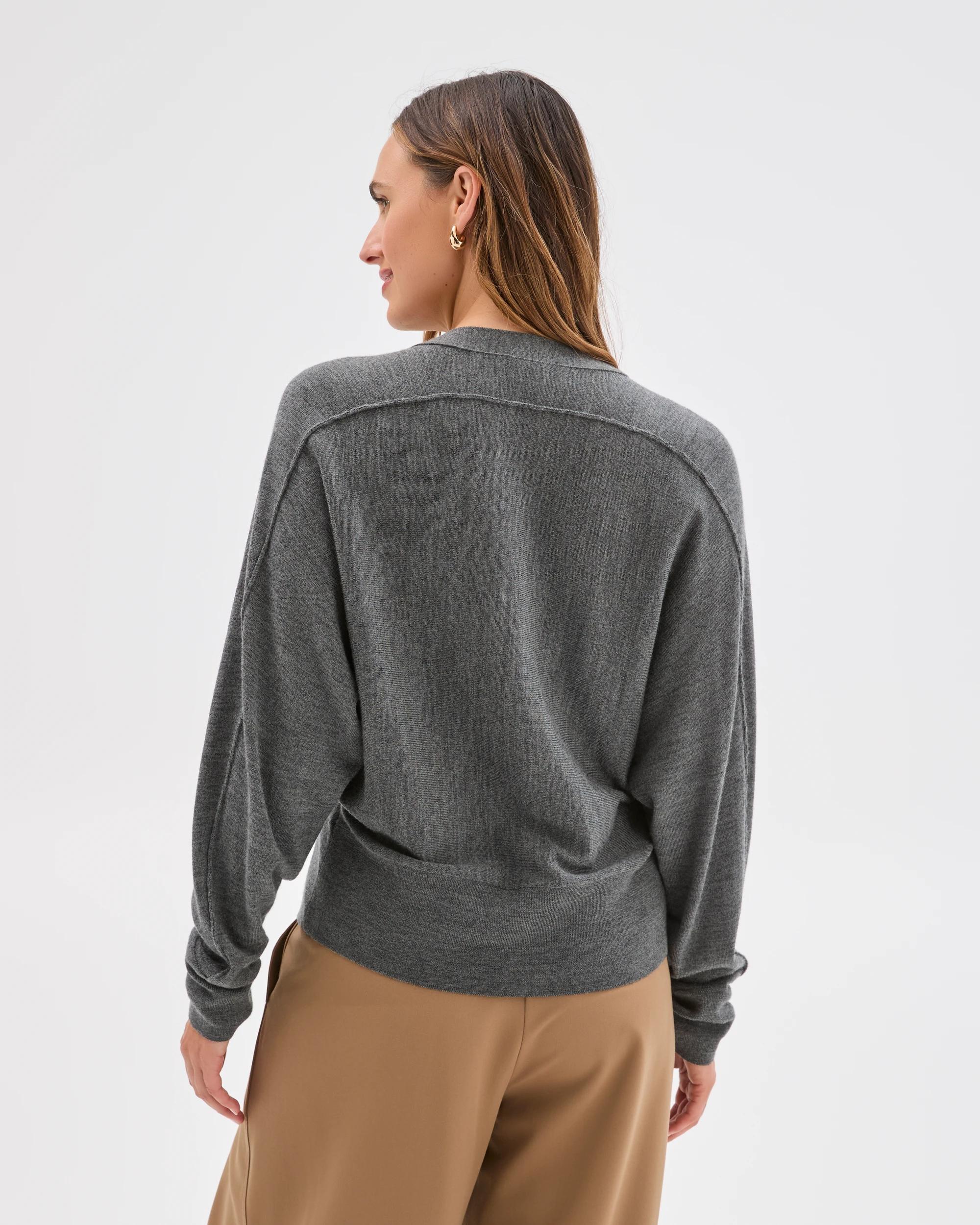 5 Preview Australian Merino Wool Batwing Cardigan CHARCOAL, 5 of 10