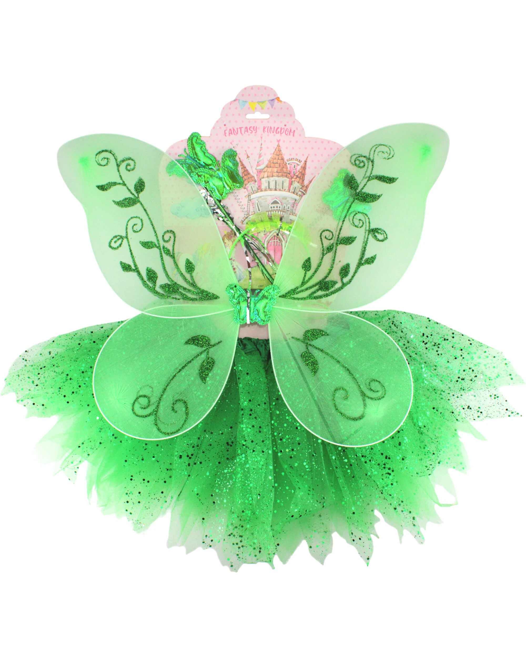 2 Party Planet Enchanted Fairy Headband, Wand, Wings and Tutu Set - One Size - Green, 2 of 3