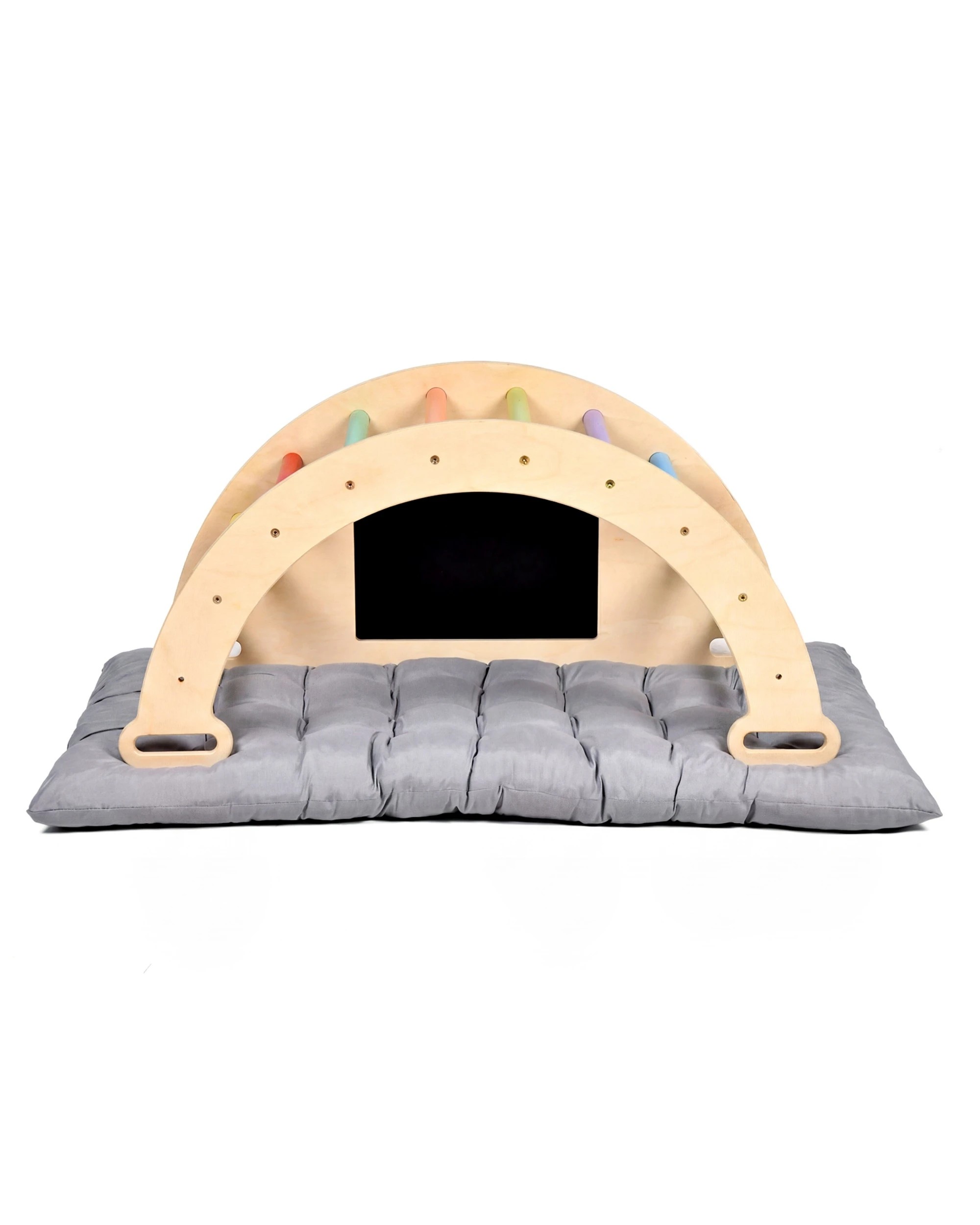 9 Advwin Climb Playset with Removable Cushion Wooden Kids Climbing Arch with Blackboard, 9 of 9