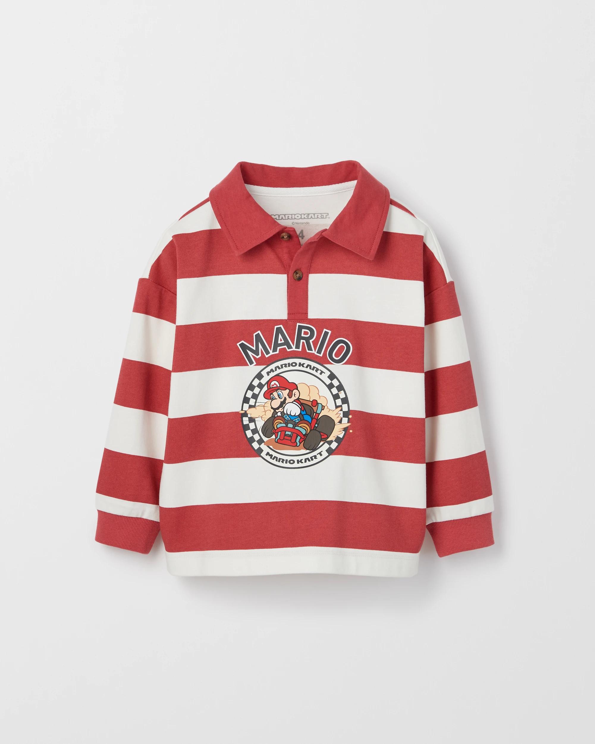 5 Super Mario Australian Cotton Striped Rugby Polo Jumper RED + WHITE, 5 of 6
