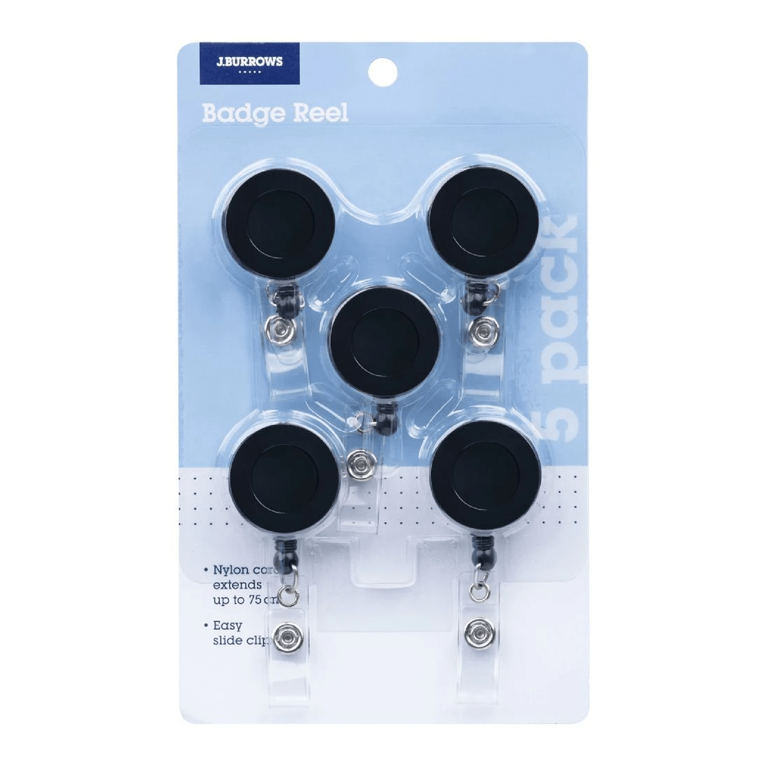 1 J.Burrows Badge Reel Black 5 Pack, 1 of 2