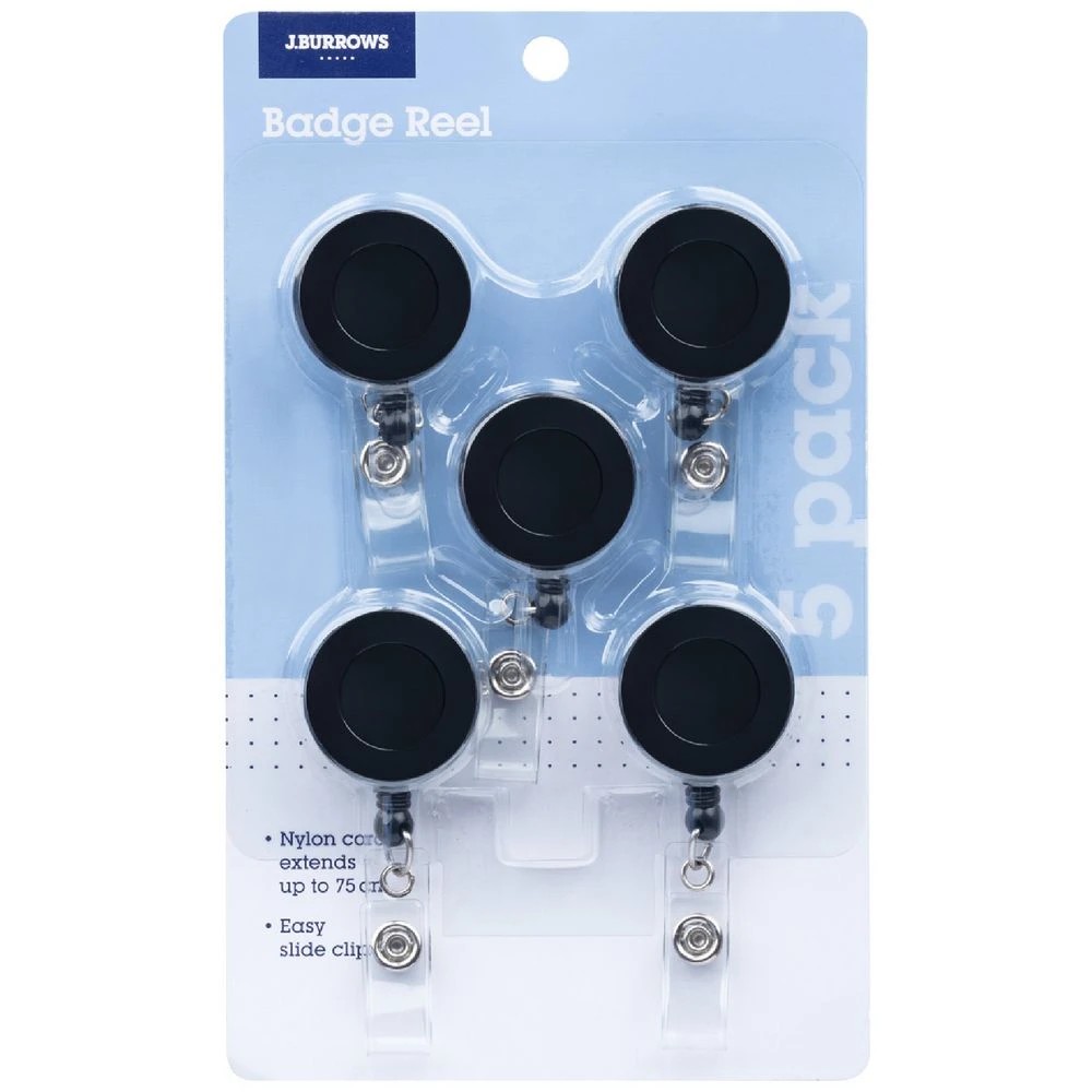 1 J.Burrows Badge Reel Black 5 Pack, 1 of 2