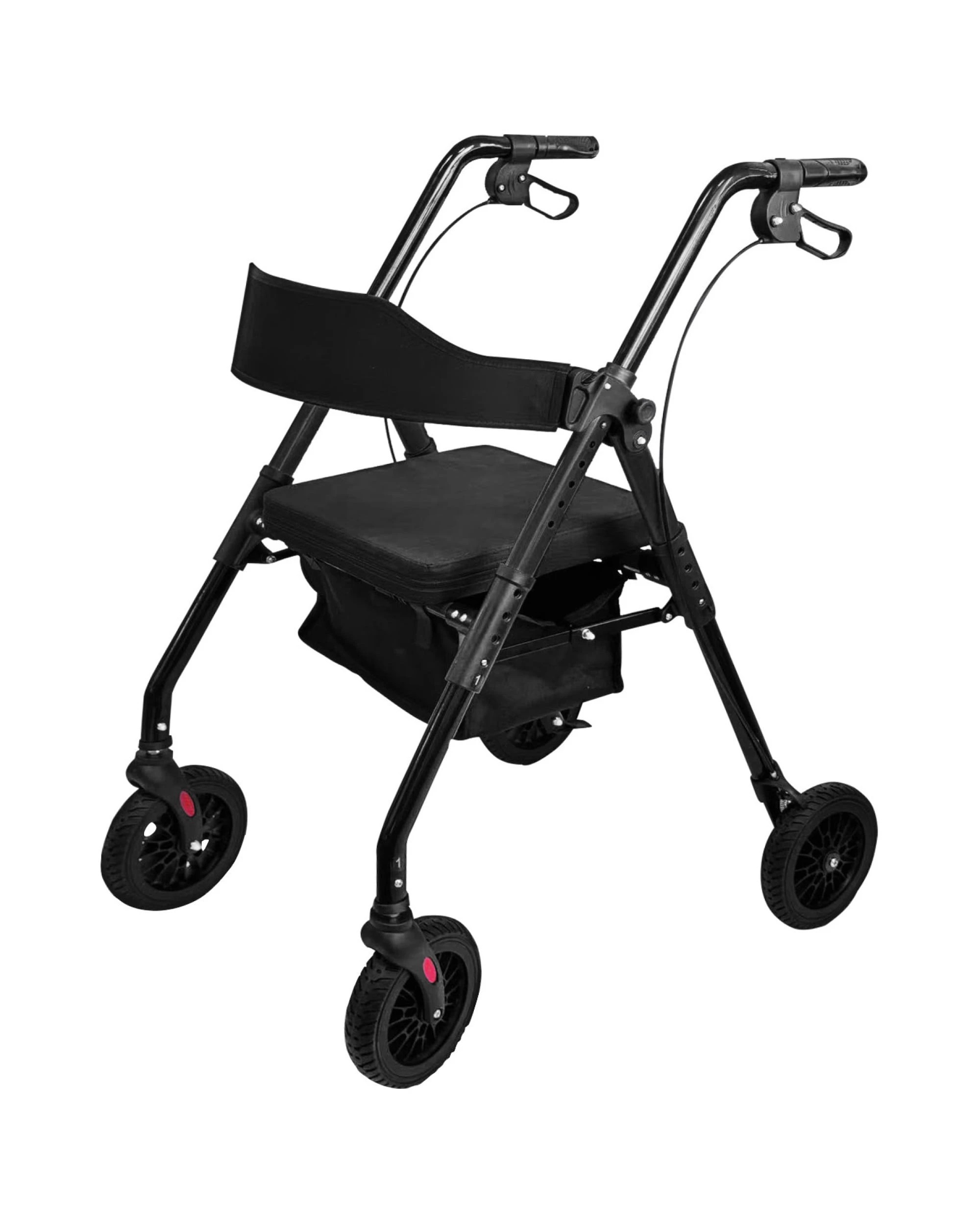 1 Orthonica Foldable Steel Rollator Walker - Adjustable Seat and Armrests, 136kg Capacity - Black, 1 of 6
