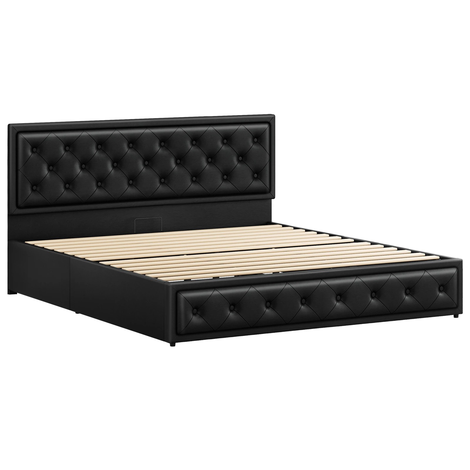 10 Alfordson Bed Frame King Size Gas Lift Storage Mattress Base Leather Dinana - Black, 10 of 10