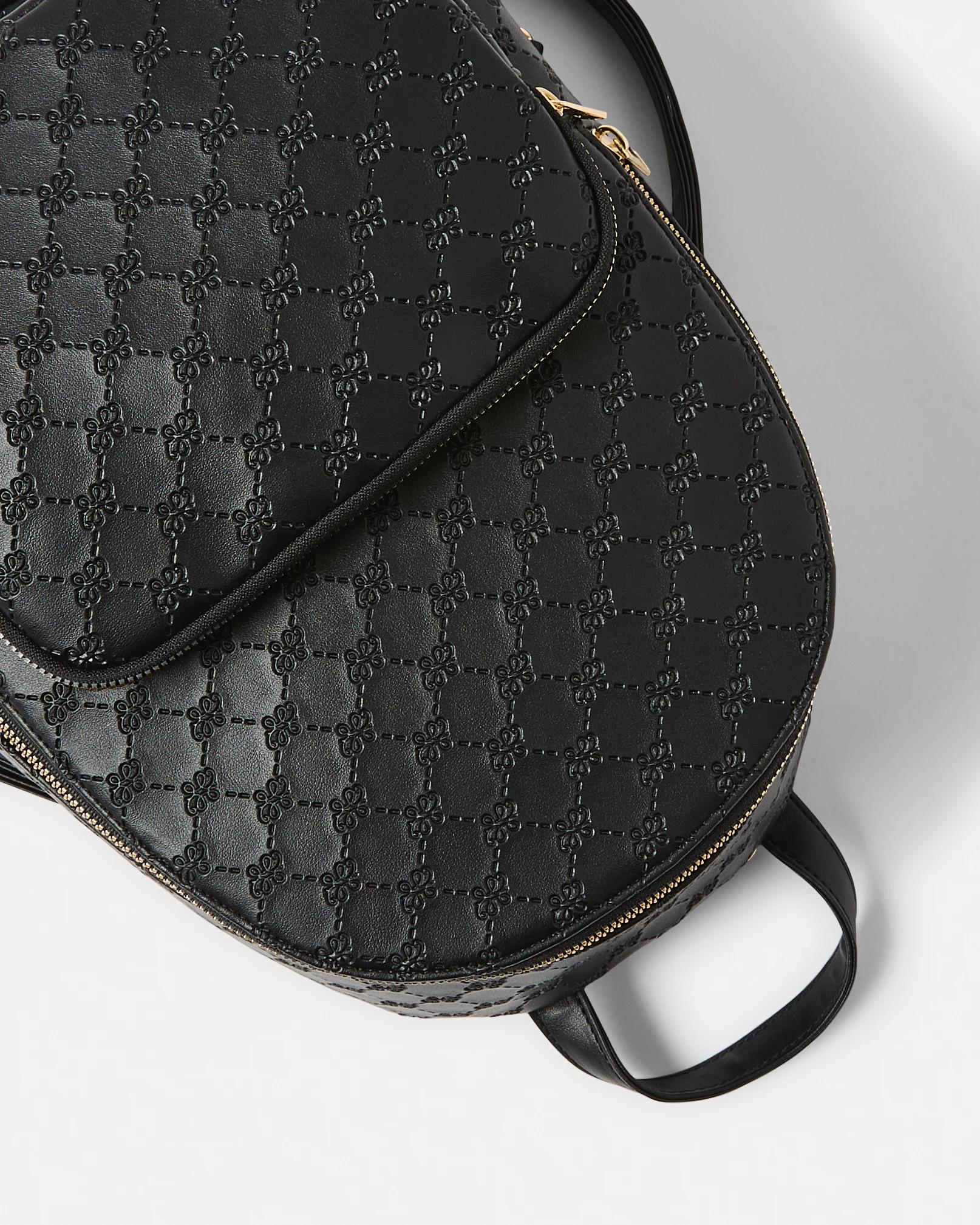 5 Embossed Backpack - Brown Blk Mono, 5 of 6