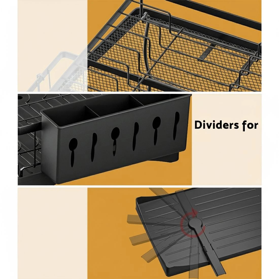 4 Cefito Dish Rack 2 Tiers Expandable - Black, 4 of 4