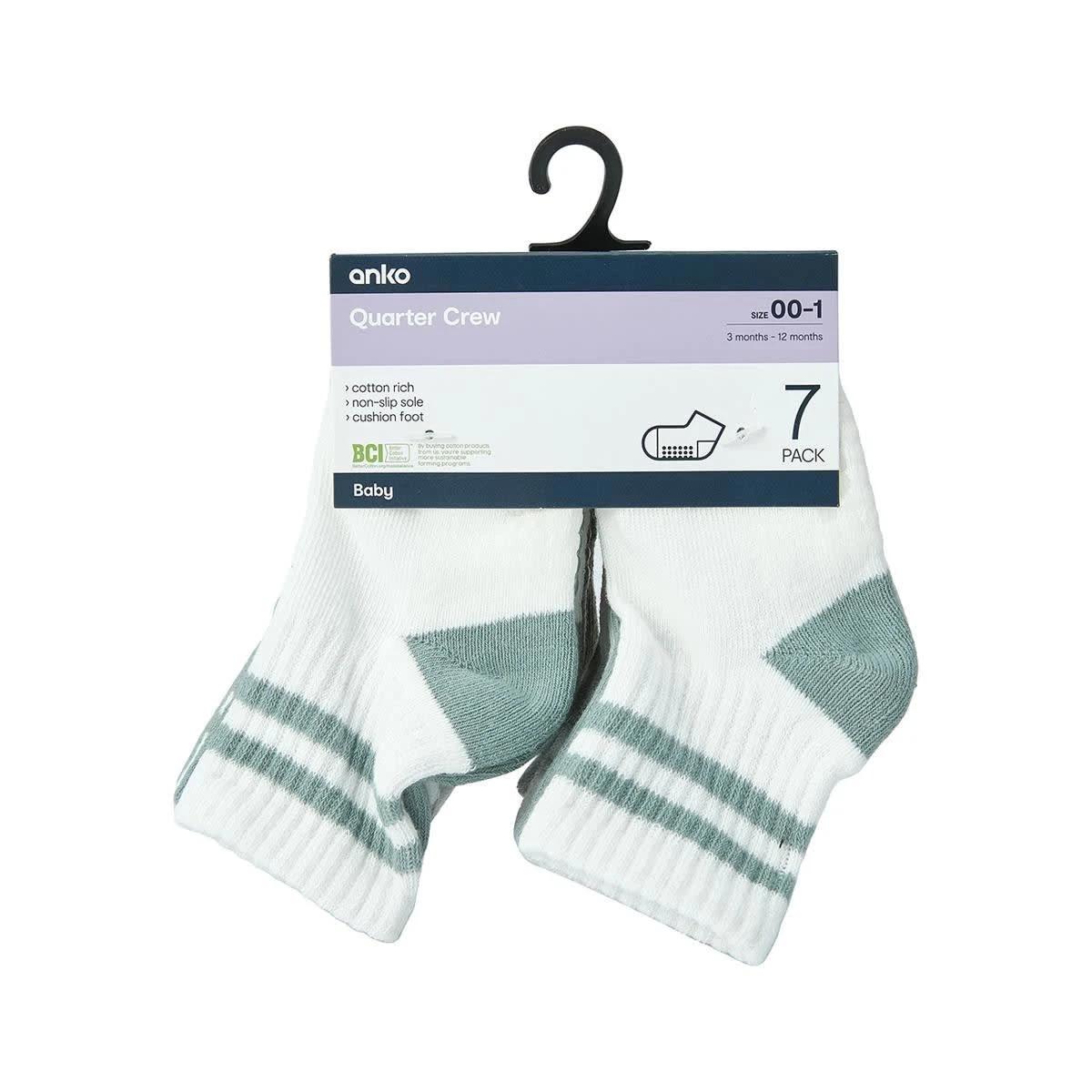 3 7 Pack Sports Quarter Crew Socks Asrtdblu, 3 of 3