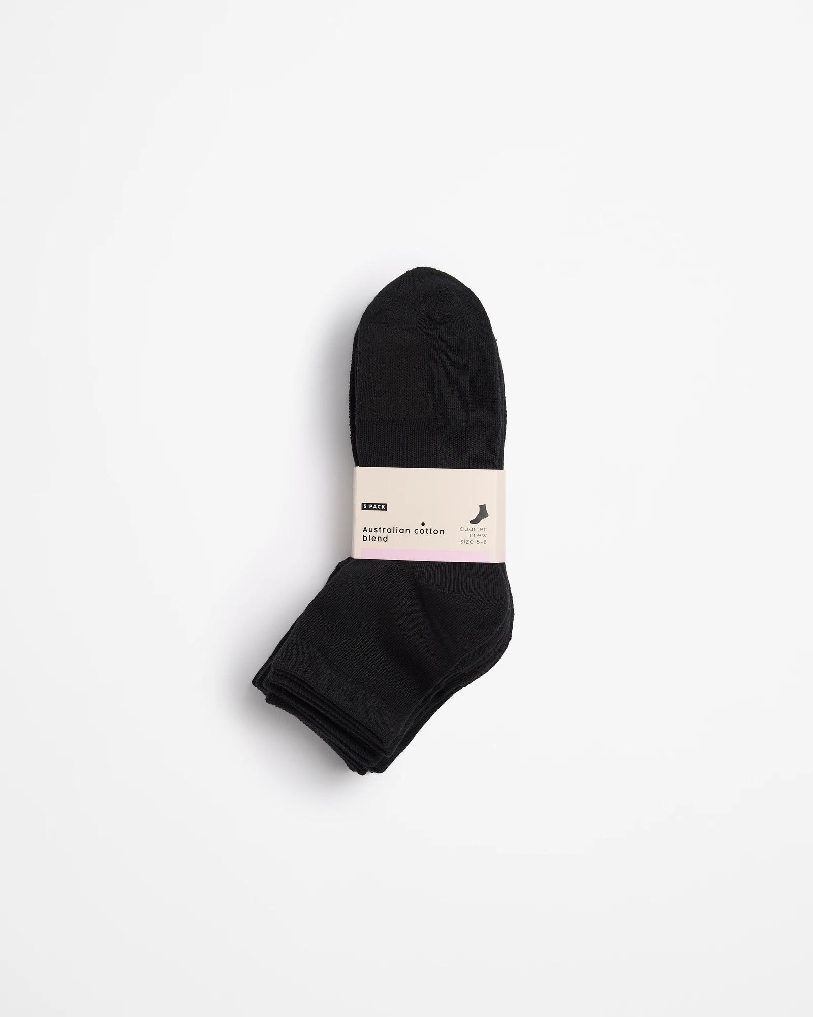 3 Target Australian Cotton Blend Quarter Crew Socks BLACK, 3 of 3