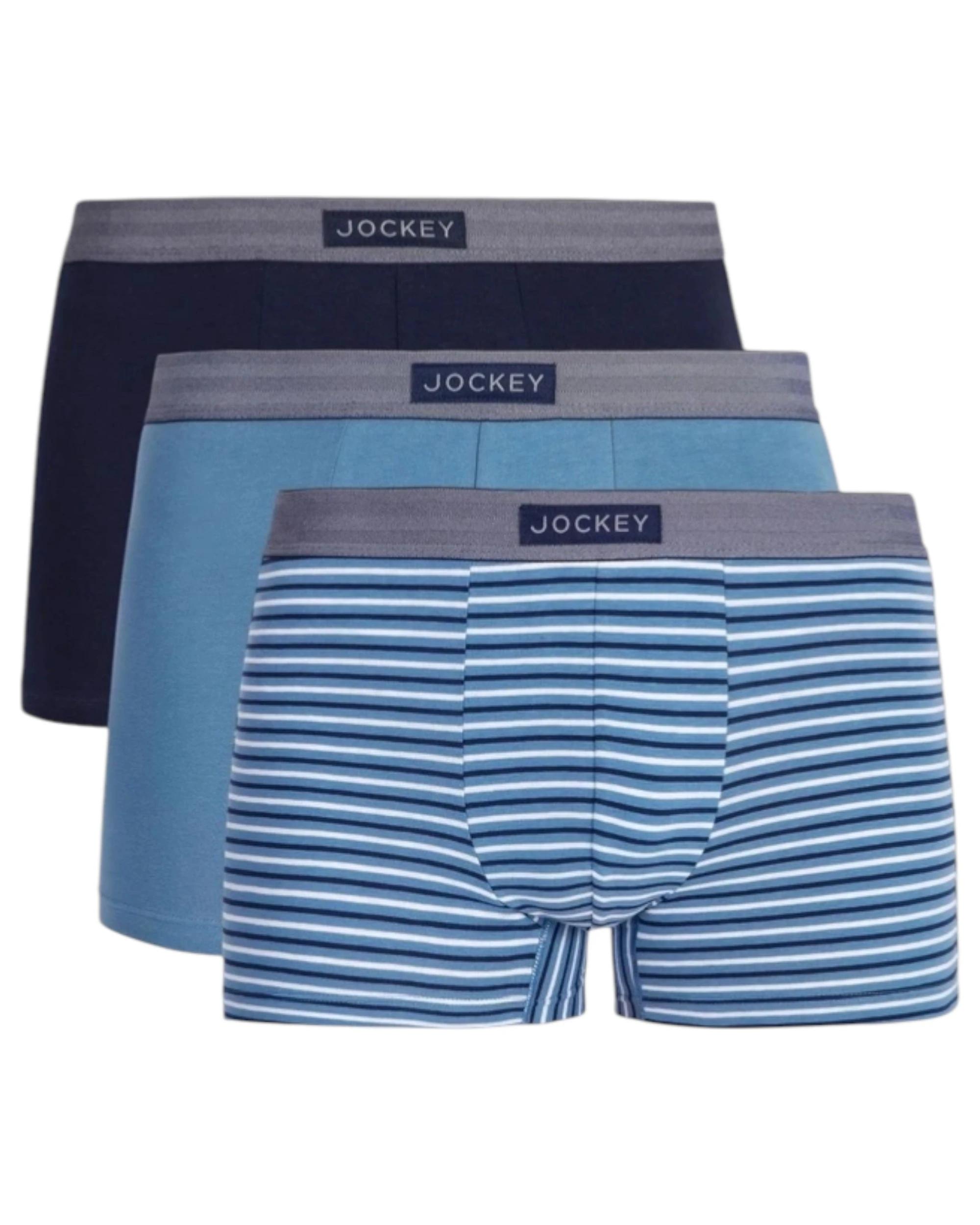1 Jockey 3 Pack Mens Comfort Classics Trunks Underwear Blue Pack BLUE, 1 of 4