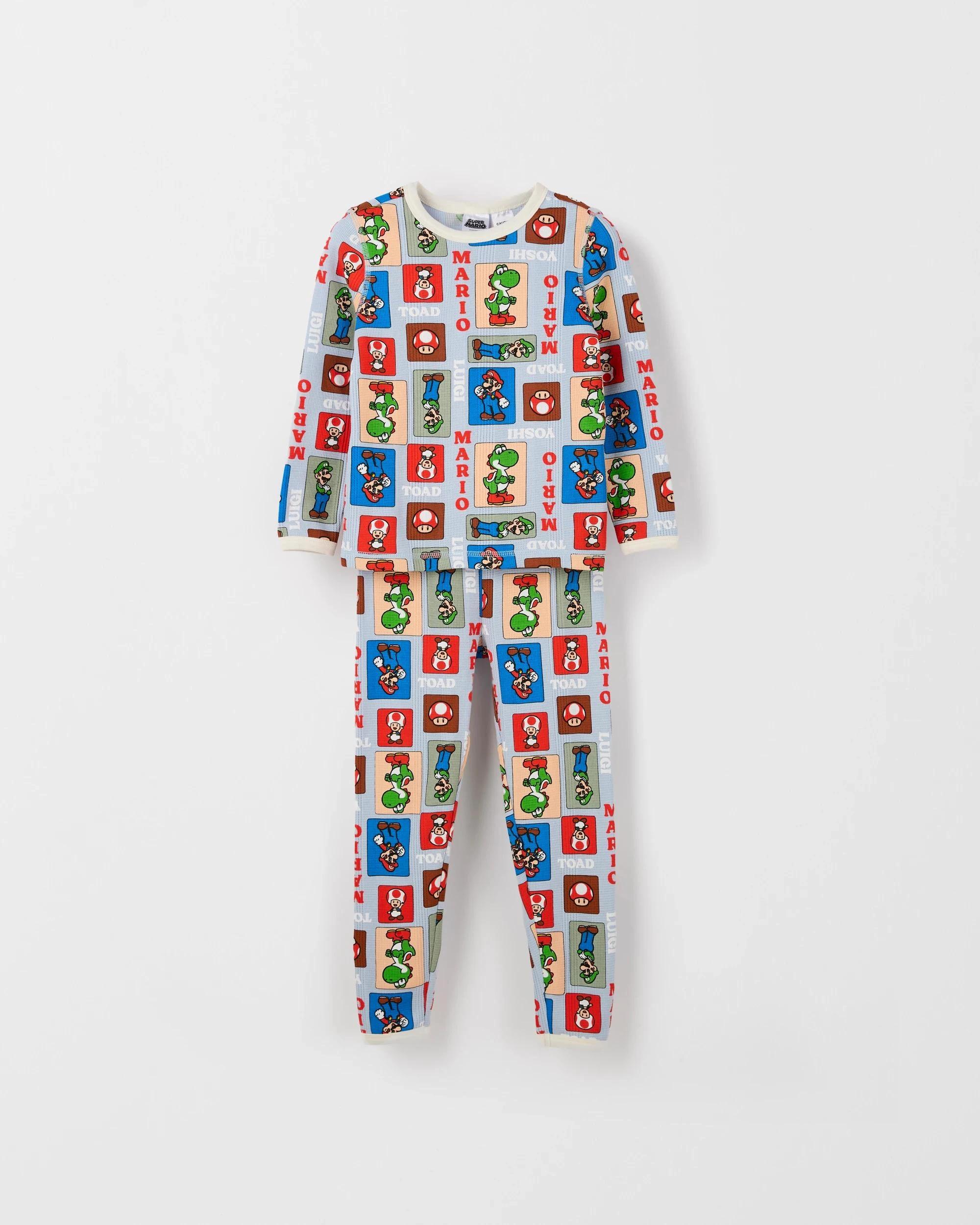 4 Super Mario Australian Cotton Younger Boys Waffle Pyjama Set MARIO, 4 of 6