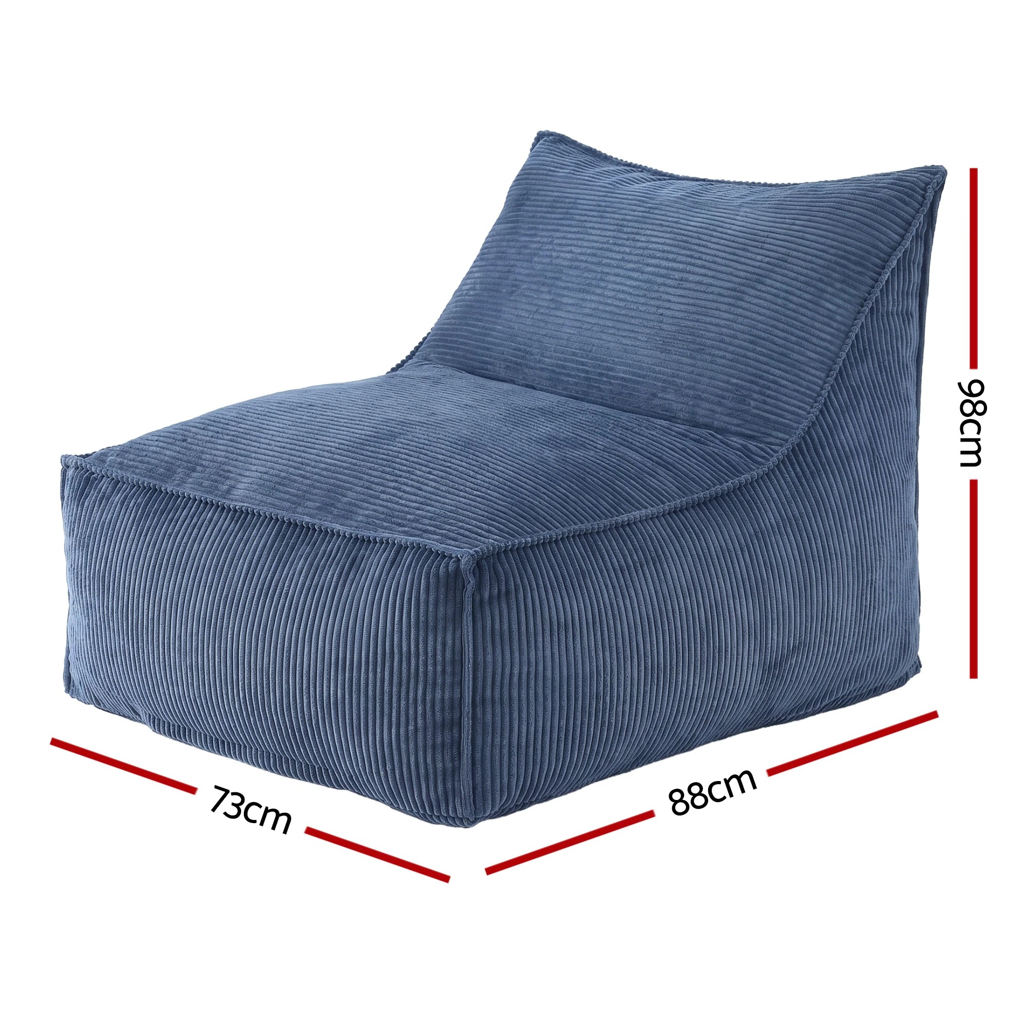 2 Artiss Bean Bag Chair Cover Corduroy No Filler Washable Lazy Sofa Cover - Blue, 2 of 10