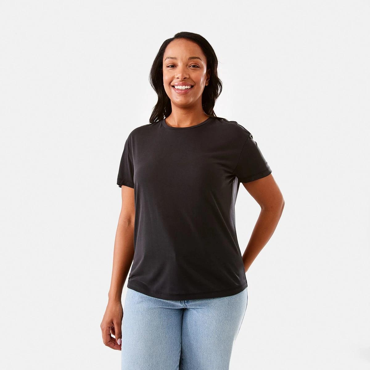 1 Short Sleeve Drape T-shirt Black, 1 of 6