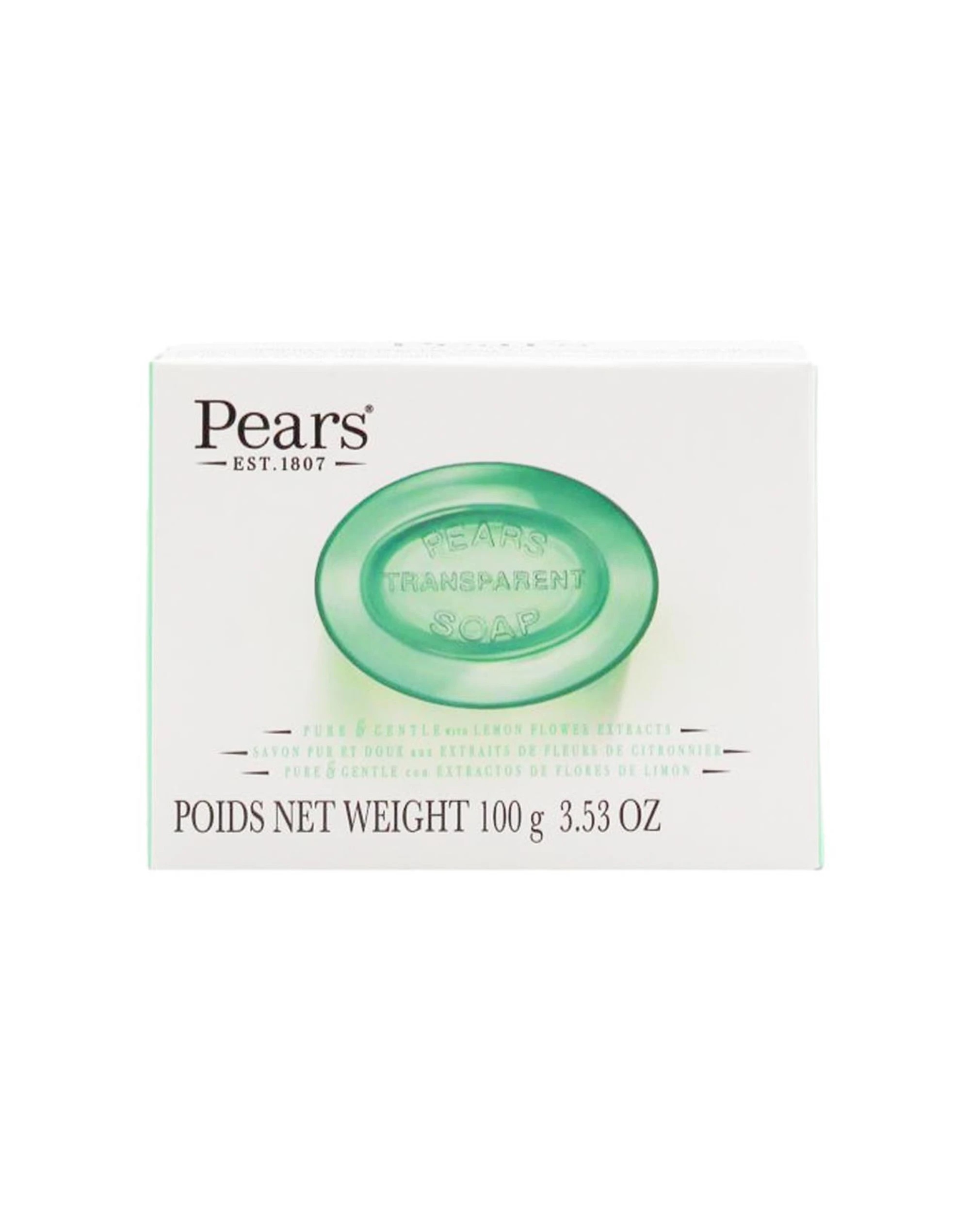 1 Pears Pure And Gentle Bar Soap Lemon Flower Extracts 100g - Green, 1 of 2