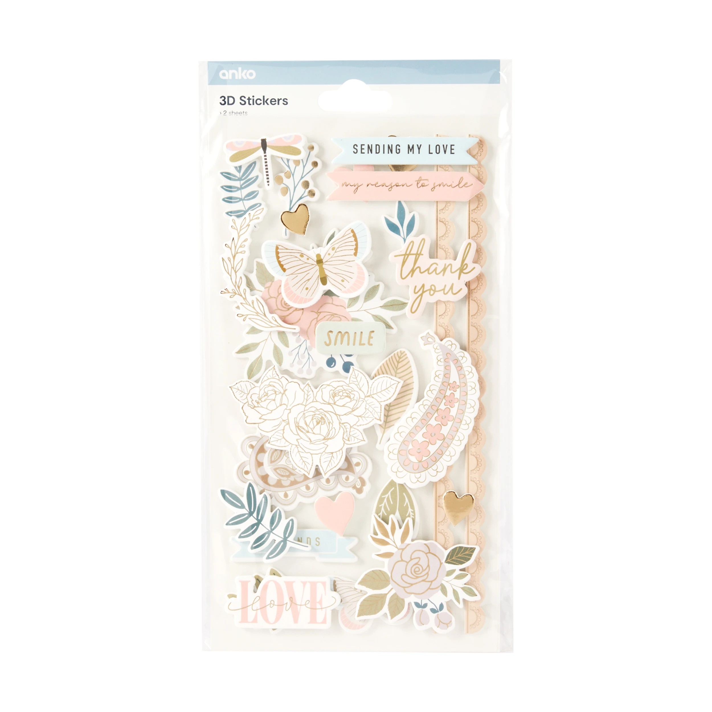 1 2 Pack 3D Stickers - Timeless, 1 of 3