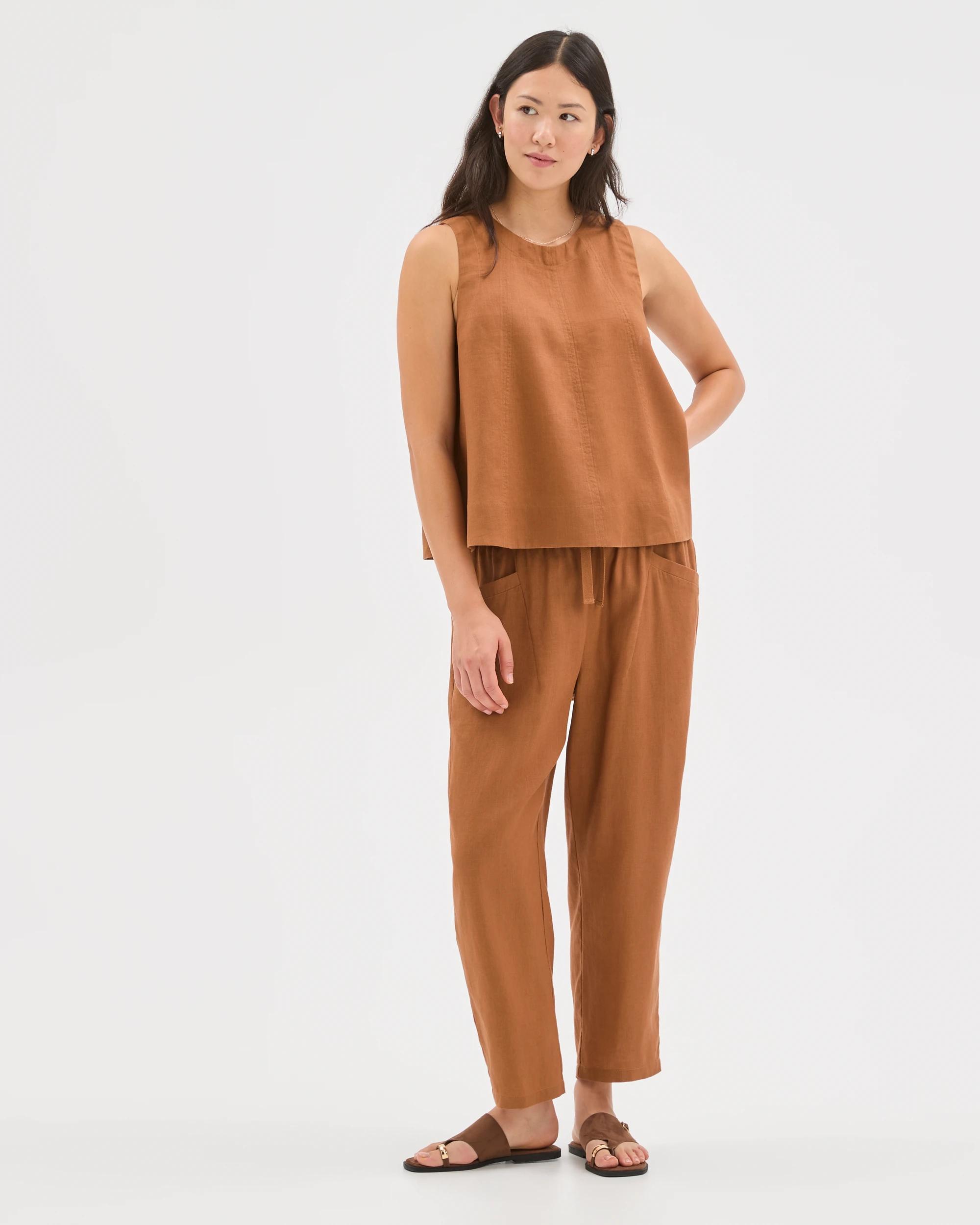1 Target Woman European Linen Swing Tank Top BUTTERSCOTCH, 1 of 6