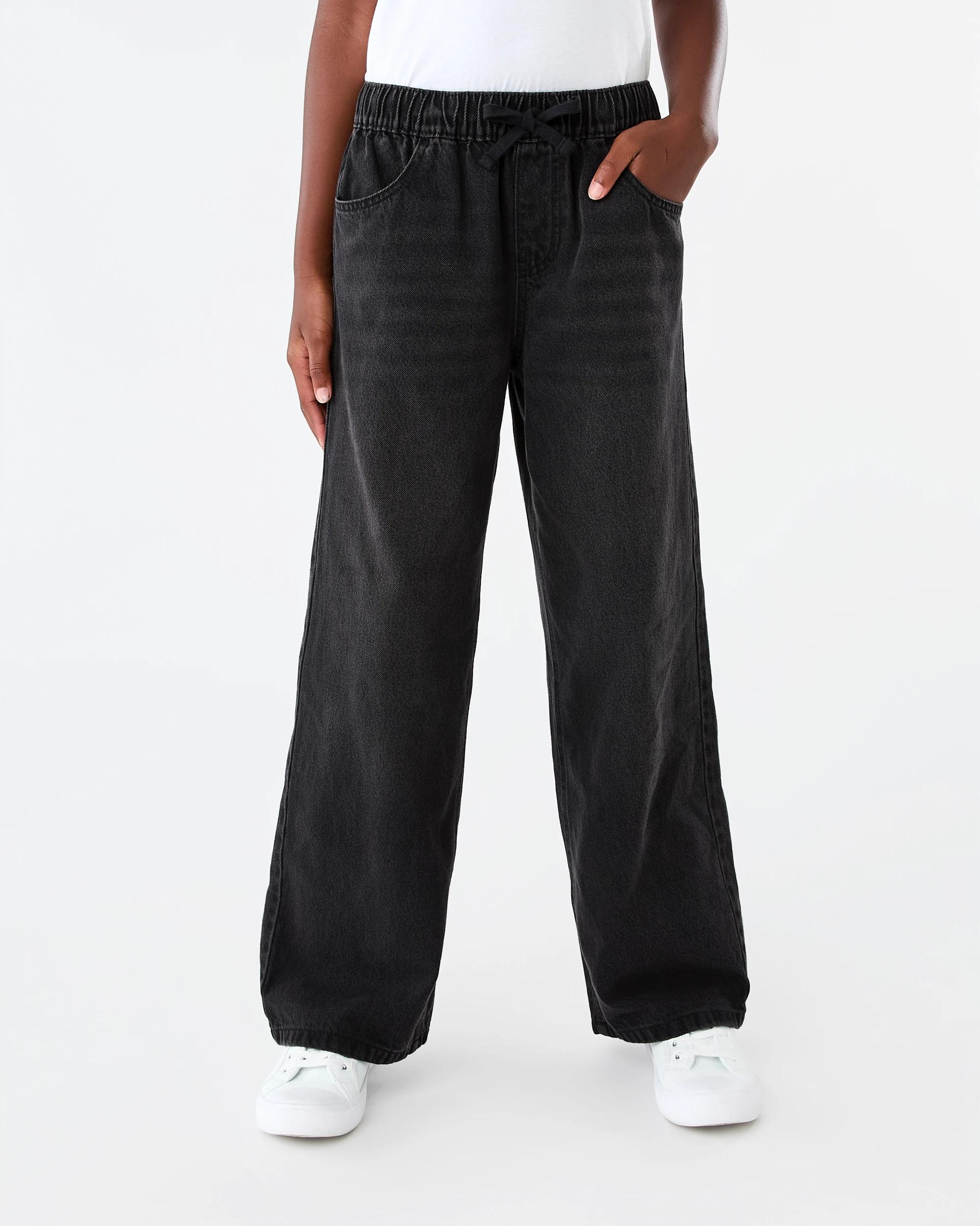 1 Wide Leg Elastic Jeans Blk Denim, 1 of 7