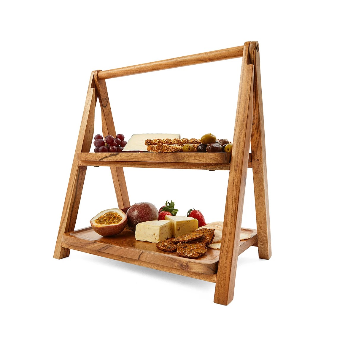 1 2 Tier Acacia Serving Stand, 1 of 10