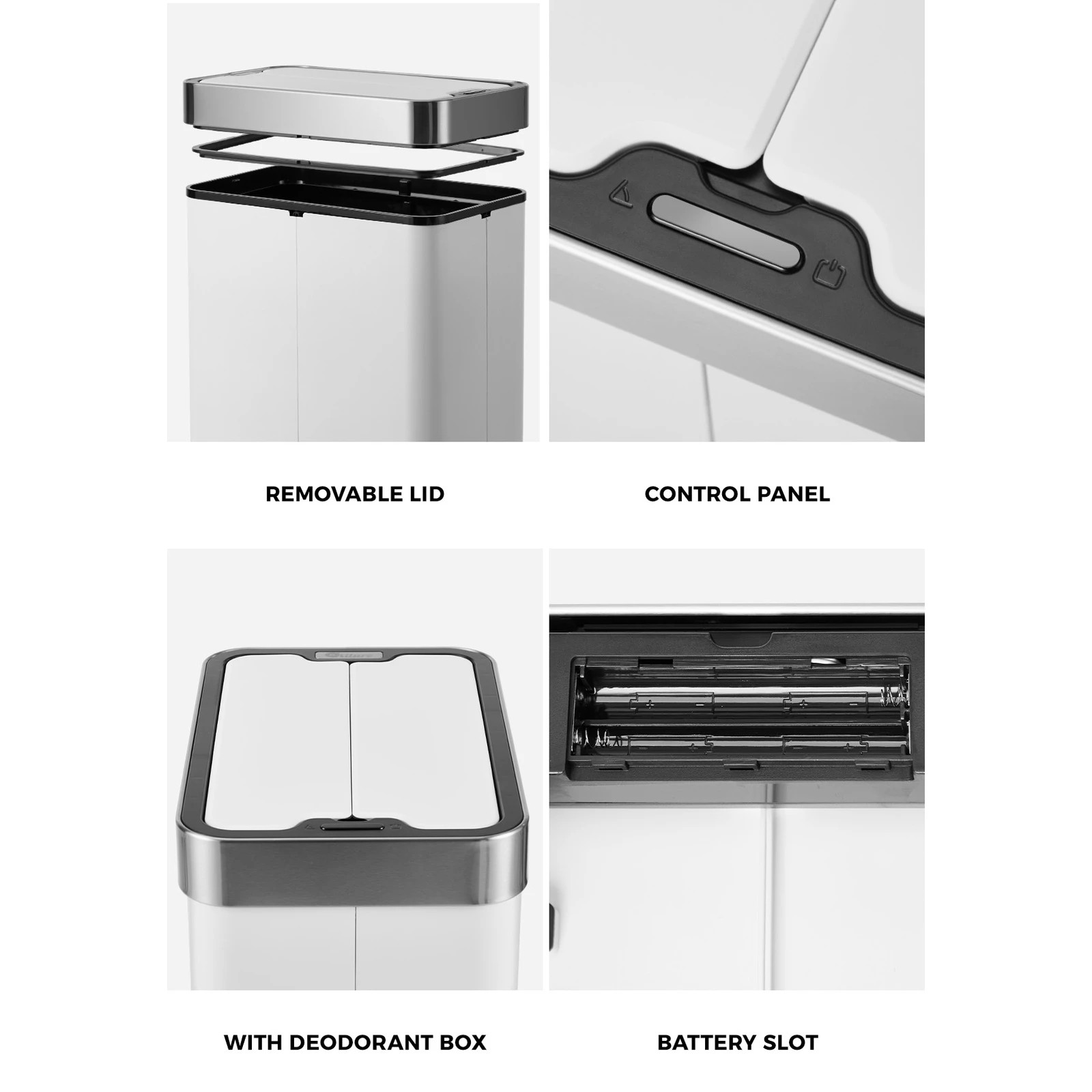 6 Oikiture 75L Motion Sensor Rubbish Bin Stainless Steel - White, 6 of 10