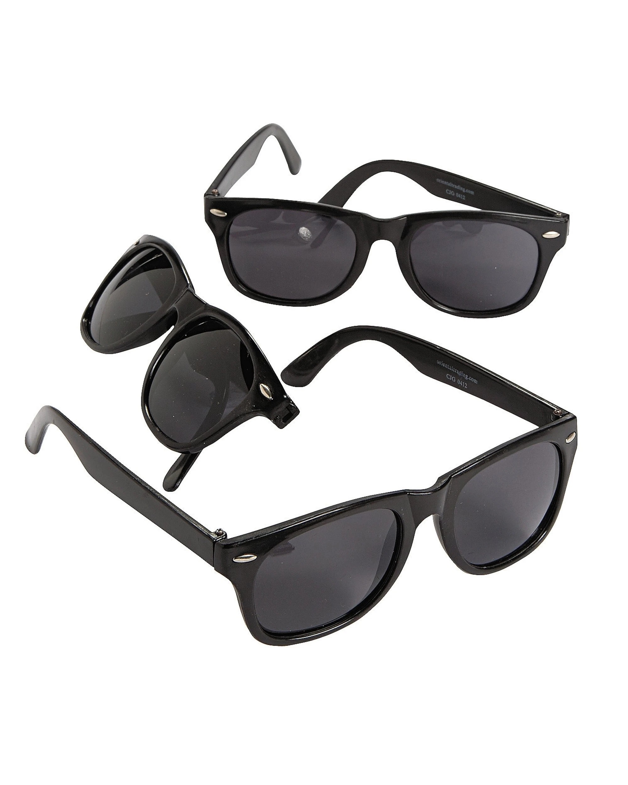 1 Partyrama Plastic Black Glasses Pack of 12, 1 of 2