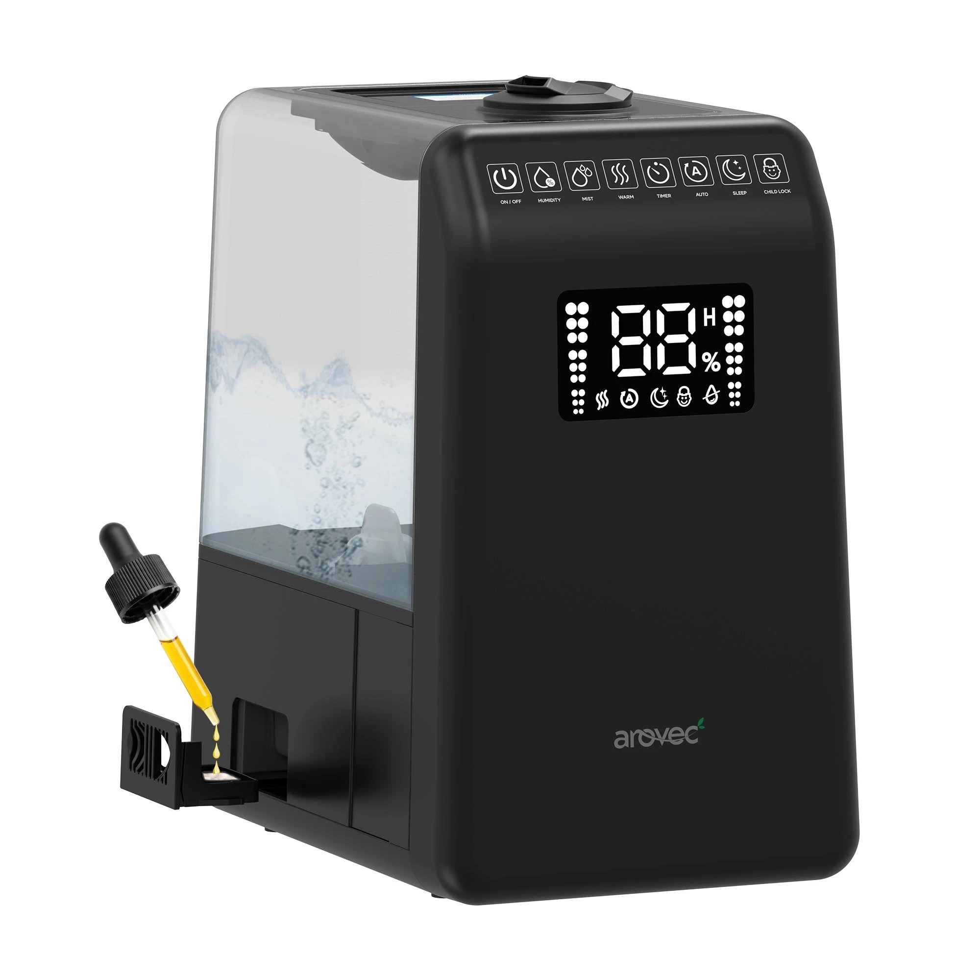 1 Arovec Humidifier and Aroma Diffuser 6L Cool and Warm Mist 55 m² Black, 1 of 1